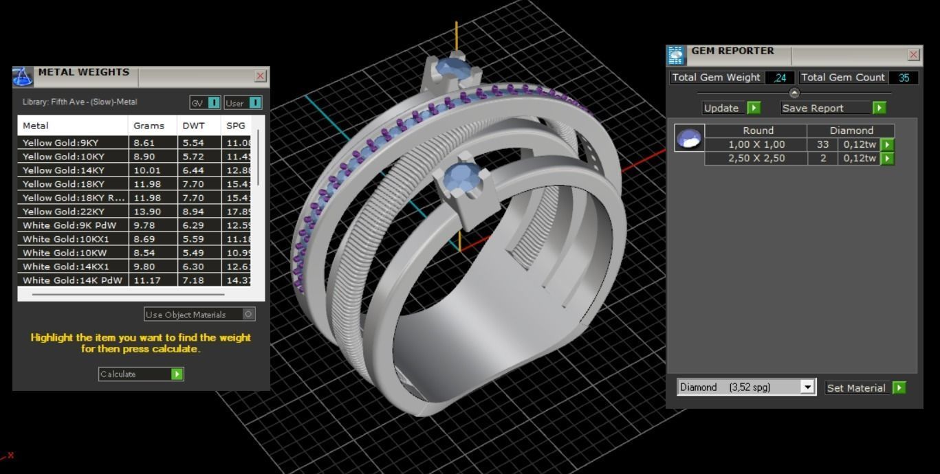 Ring with Diamonds N139 3D print model_9