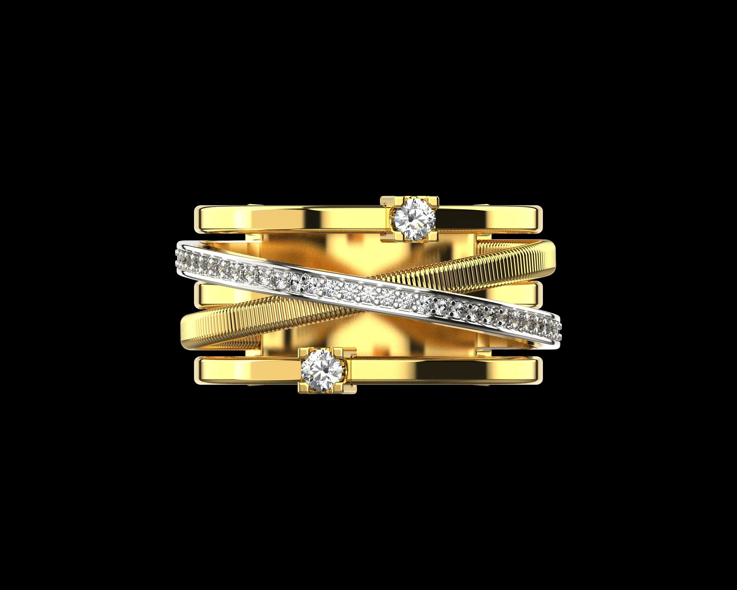 Ring with Diamonds N139 3D print model_5