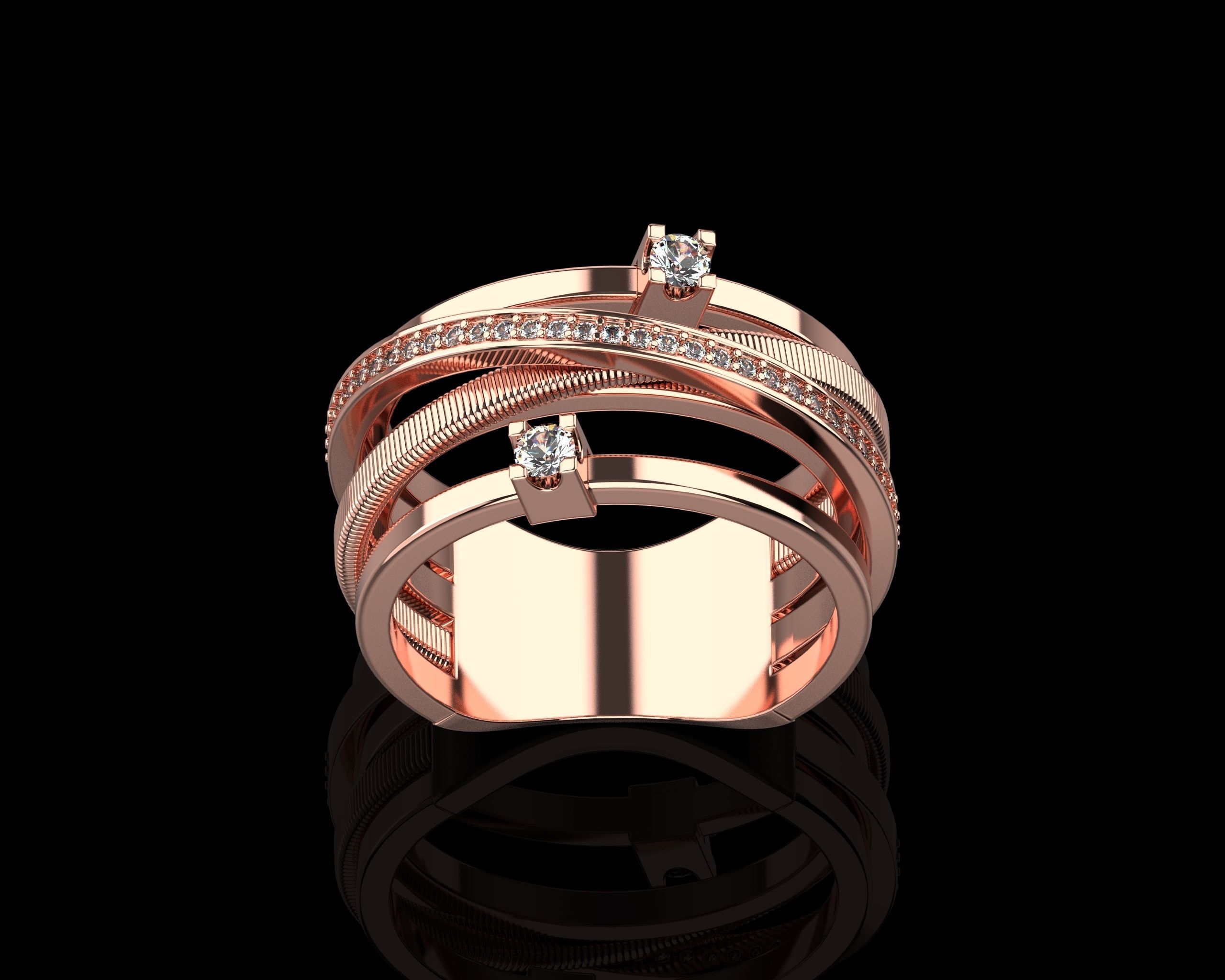 Ring with Diamonds N139 3D print model_30