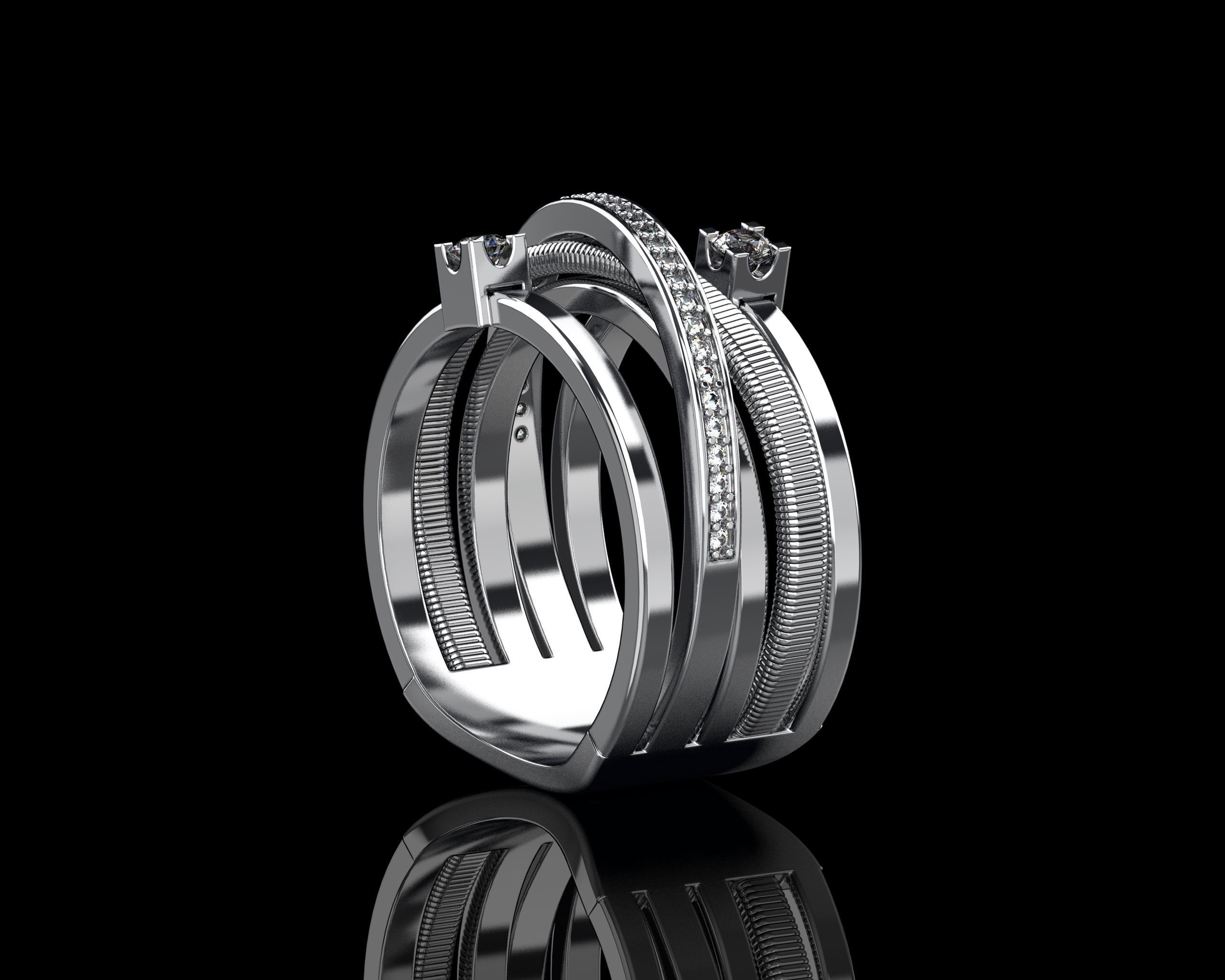 Ring with Diamonds N139 3D print model_26