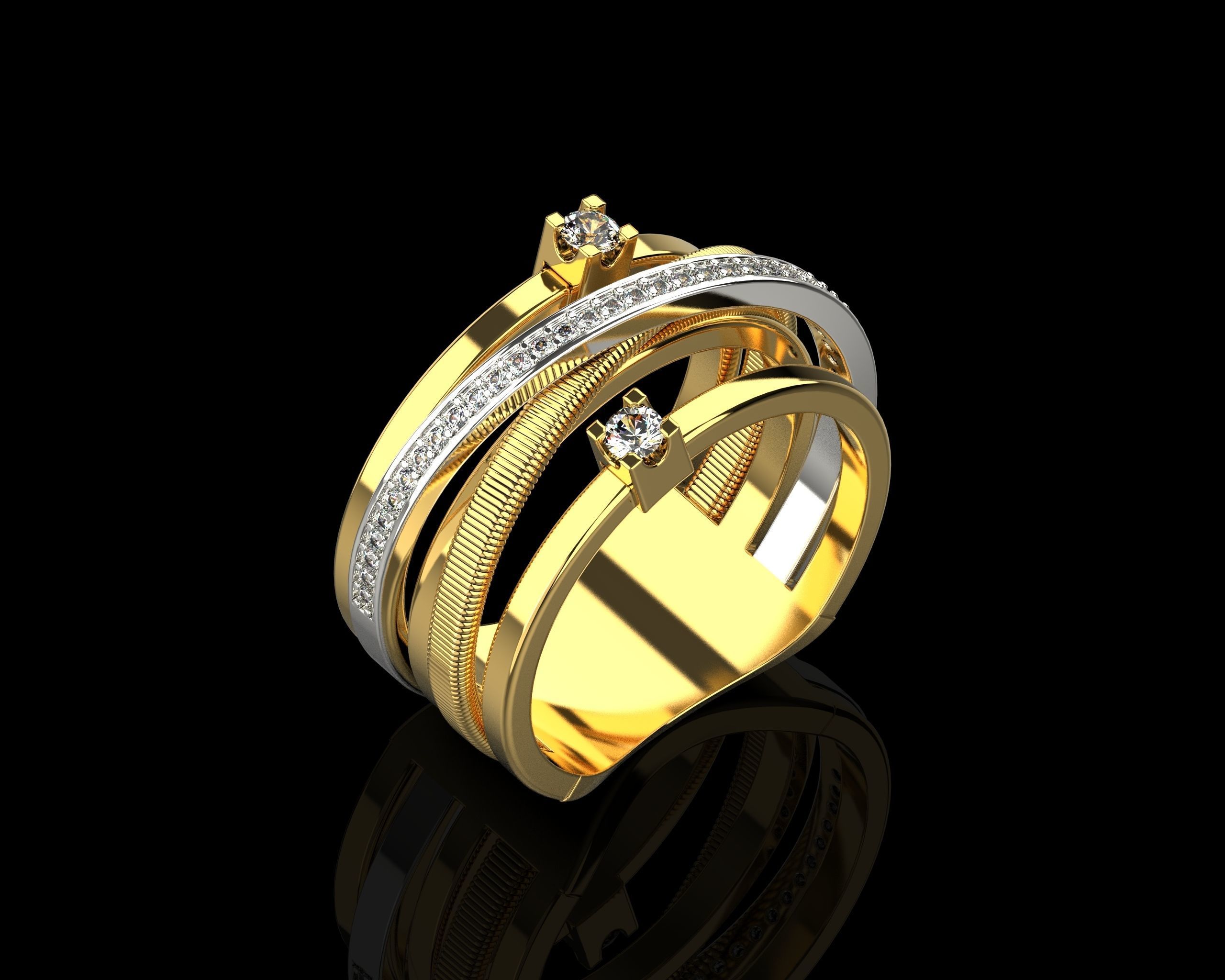 Ring with Diamonds N139 3D print model_2