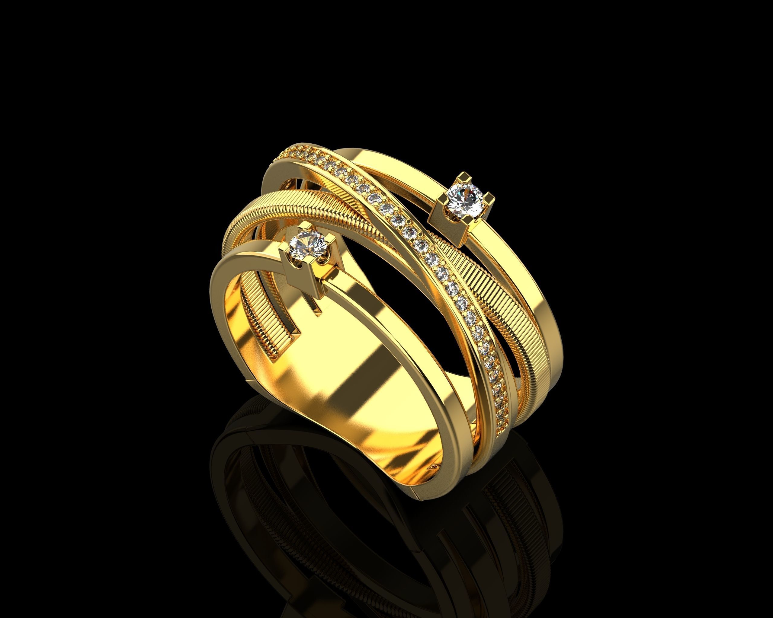 Ring with Diamonds N139 3D print model_18