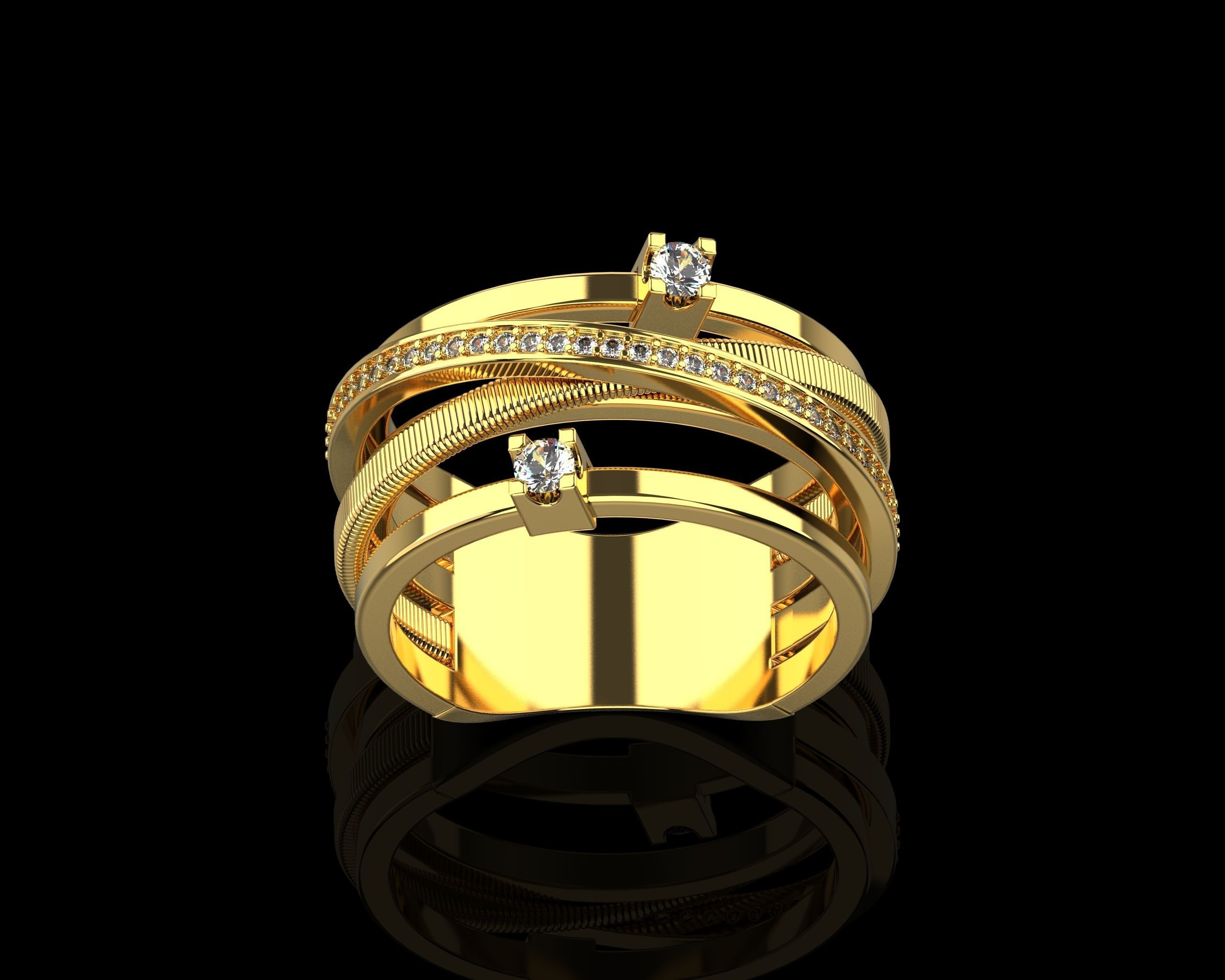Ring with Diamonds N139 3D print model_19