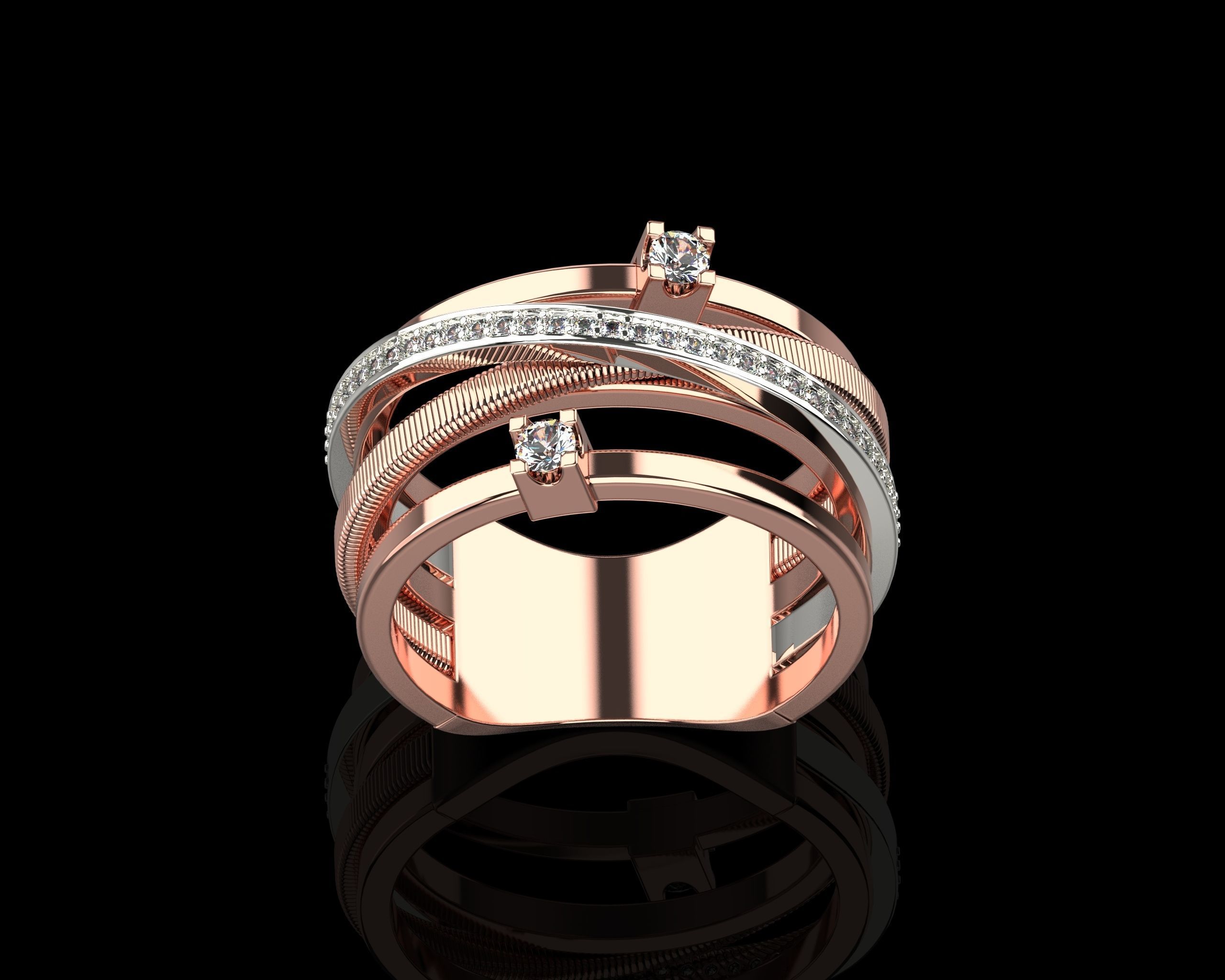 Ring with Diamonds N139 3D print model_16