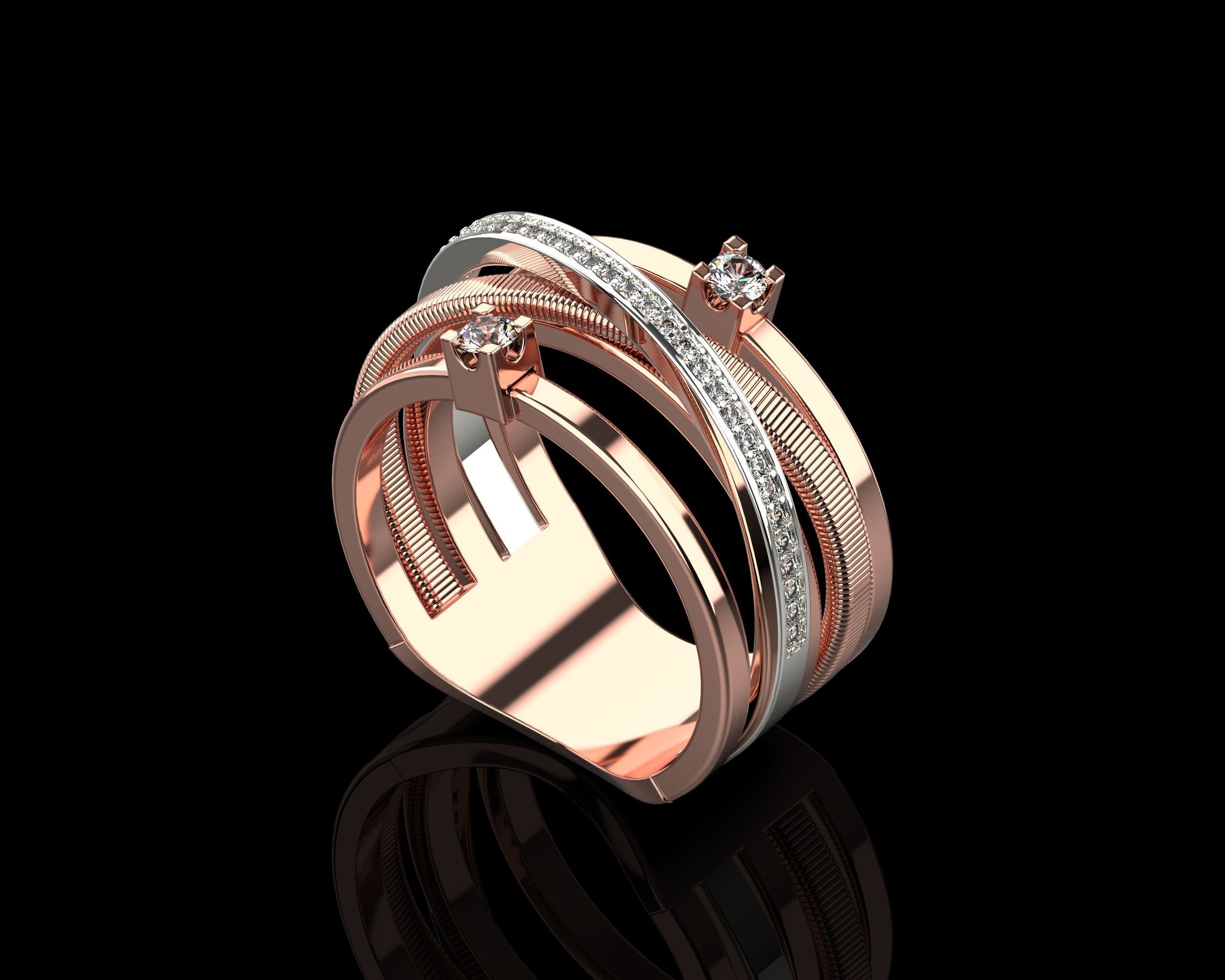 Ring with Diamonds N139 3D print model_15