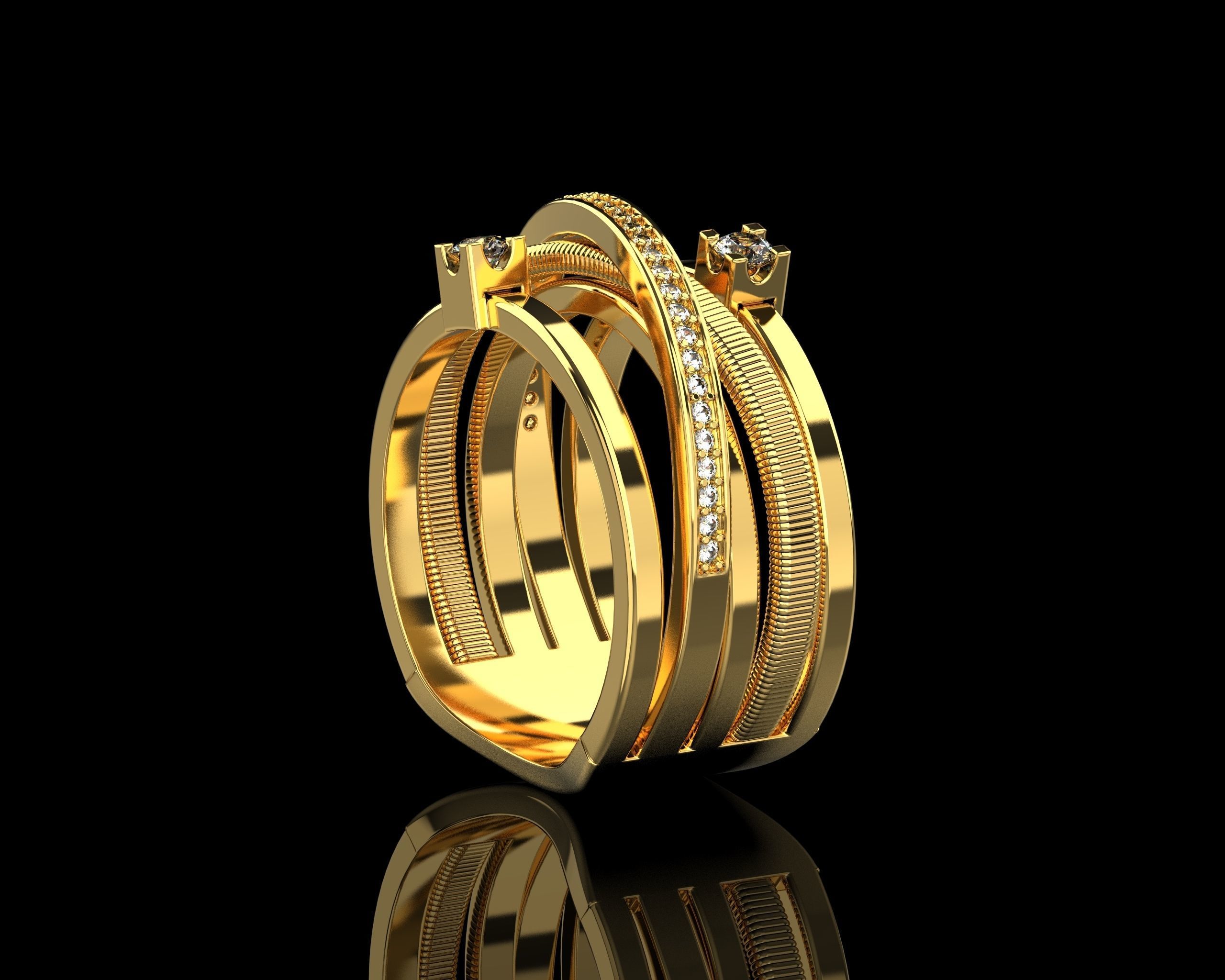 Ring with Diamonds N139 3D print model_20