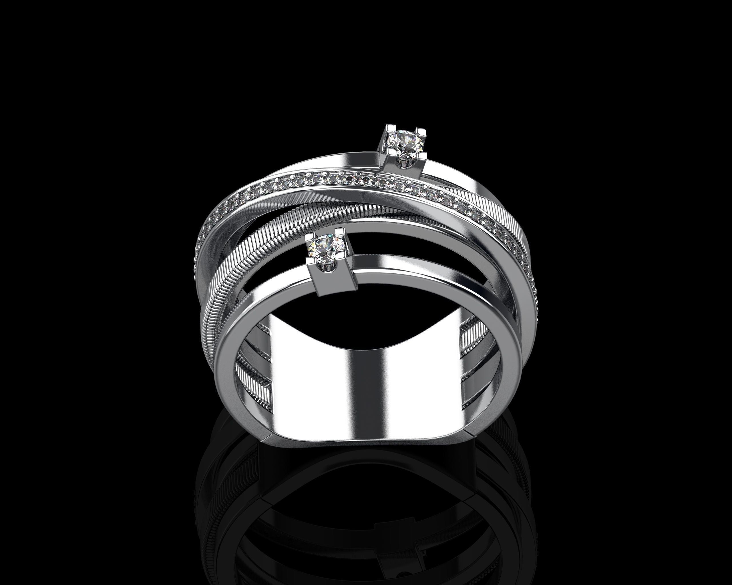 Ring with Diamonds N139 3D print model_25