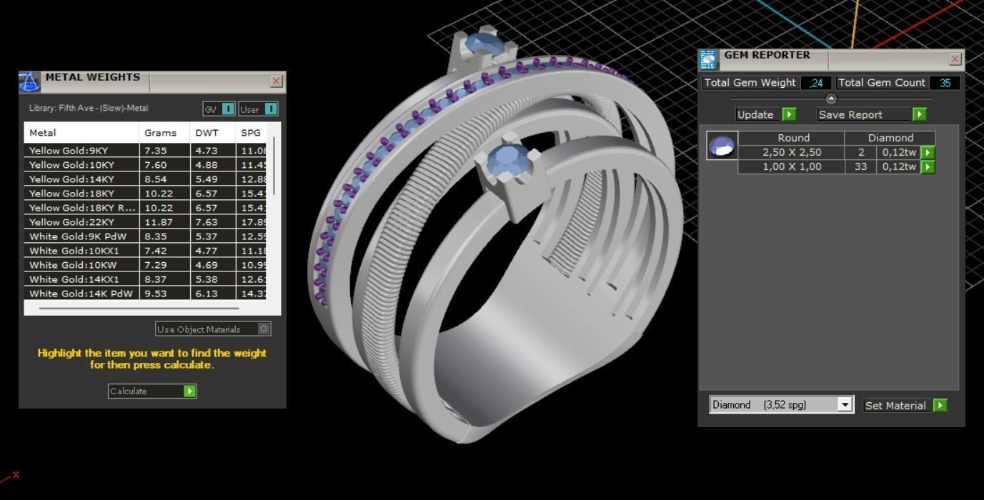 Ring with Diamonds N139 3D print model_10