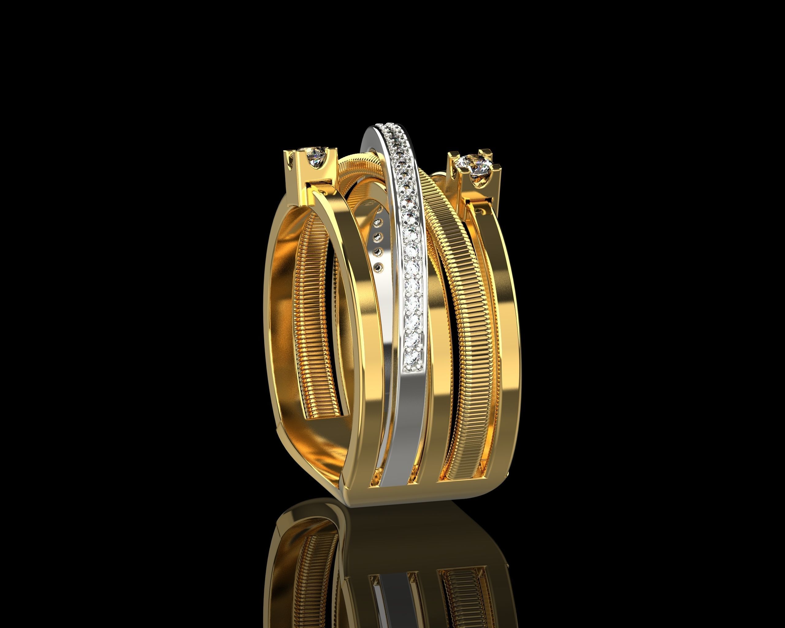 Ring with Diamonds N139 3D print model_4