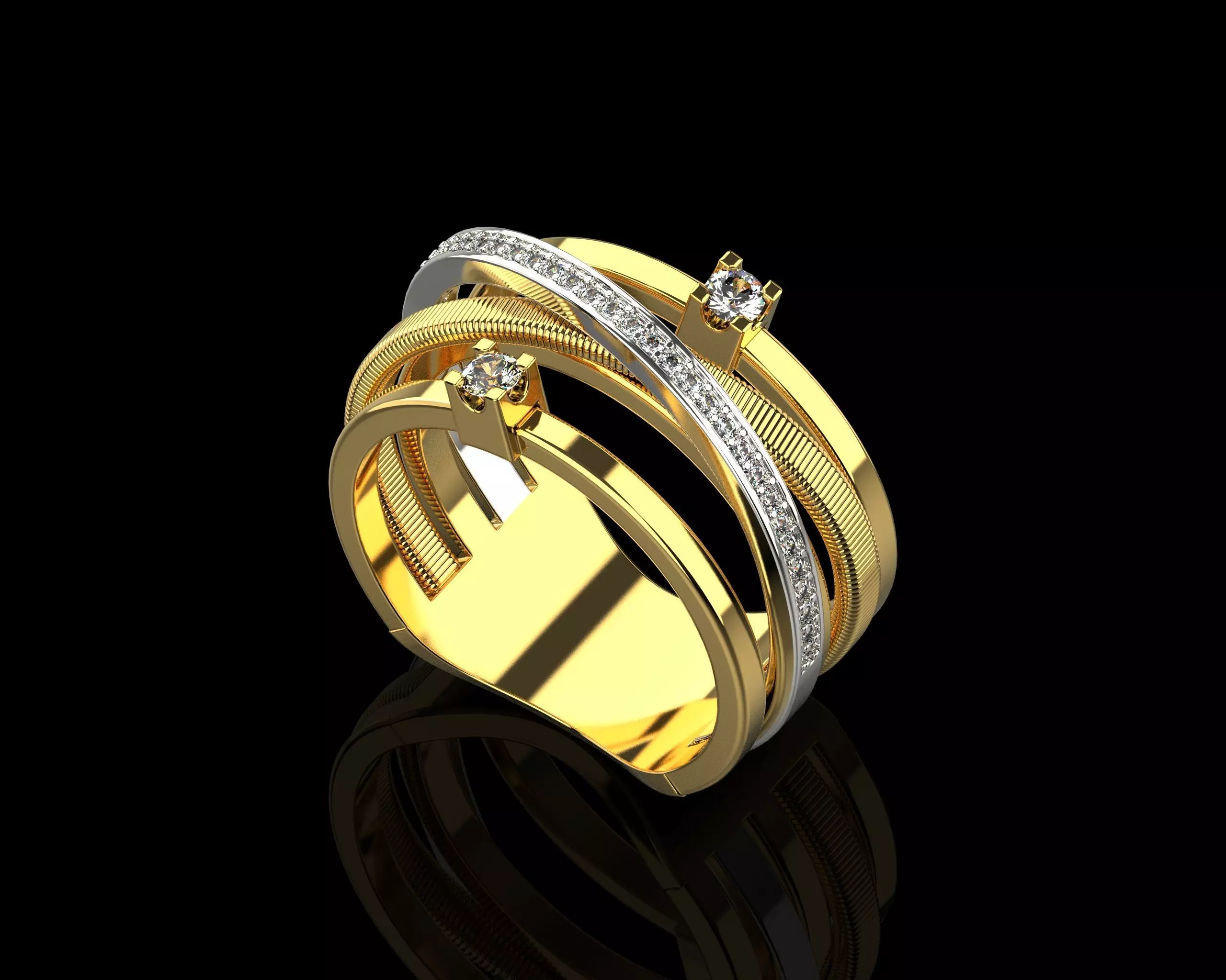 Ring with Diamonds N139 3D print model_0