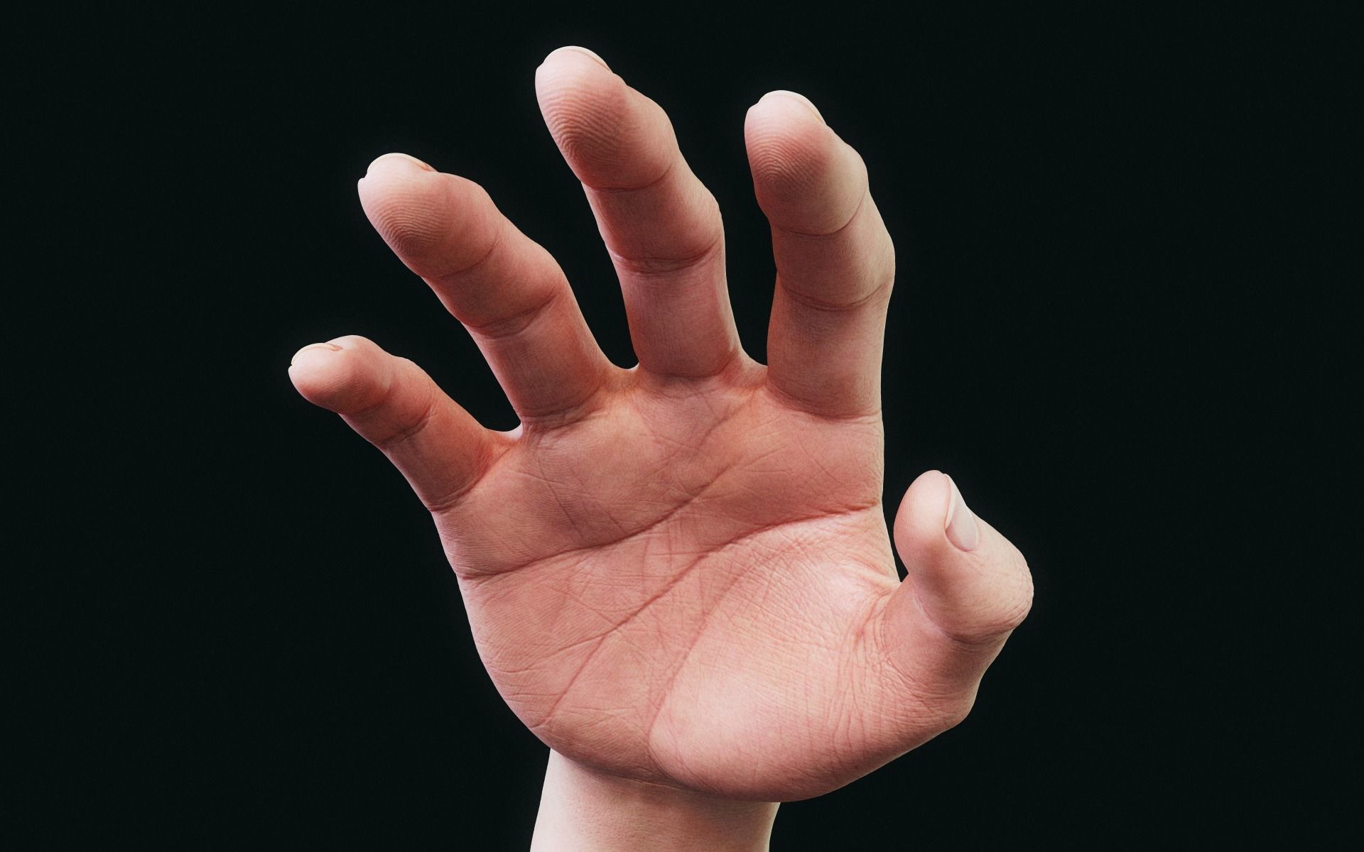 Realistic Human Hand Low-poly 3D model_7