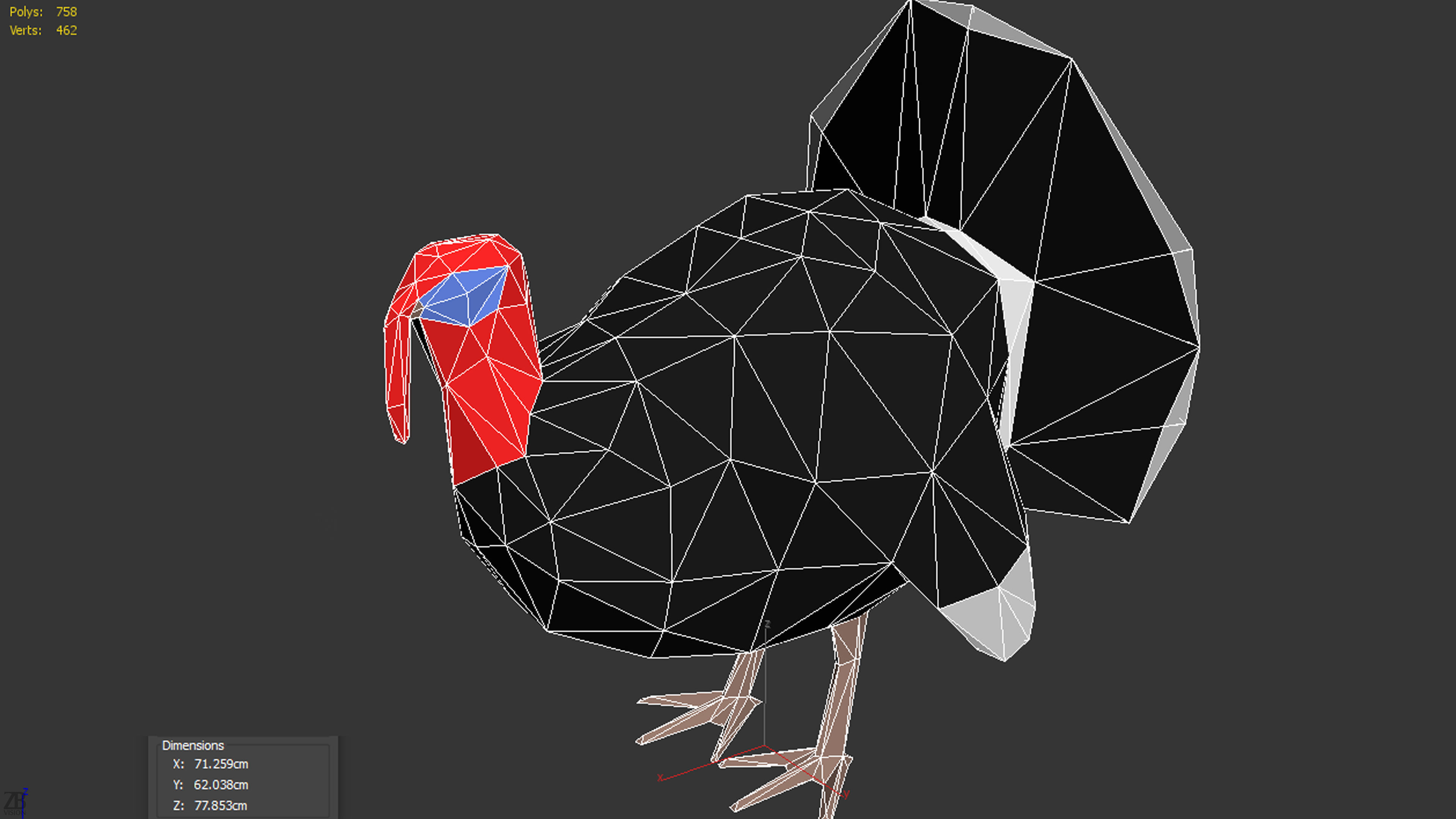 Lowpoly Turkey 001 3D model_2