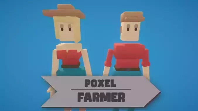 Poxel - Farmer Characters - Rigged