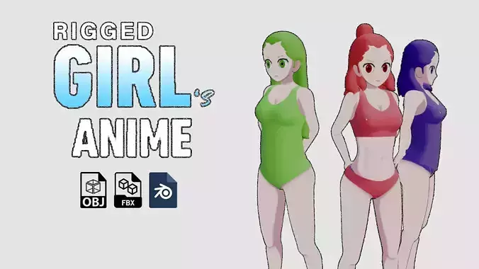 ANIME GIRLS 3D Low-poly Low-poly 3D model