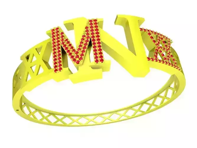 5709 MN letter diamond bangle bracelets 