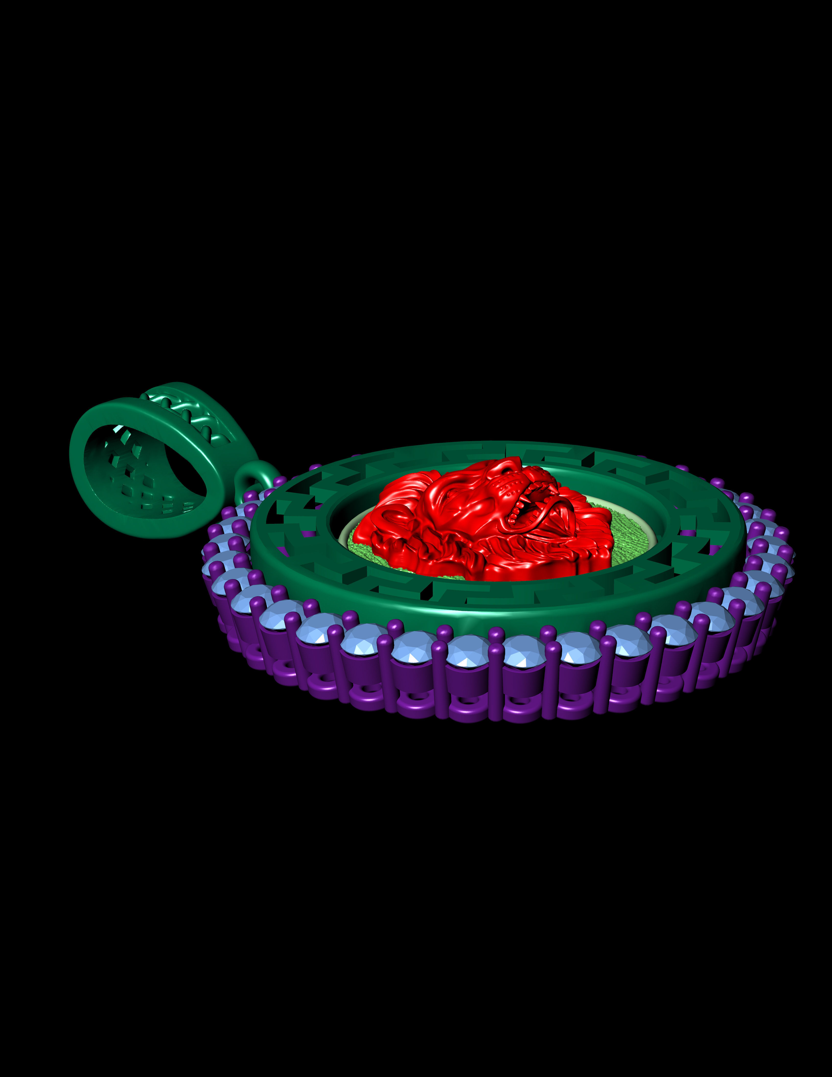 Angry Lion Pendant 3D Print Model  3D print model_10