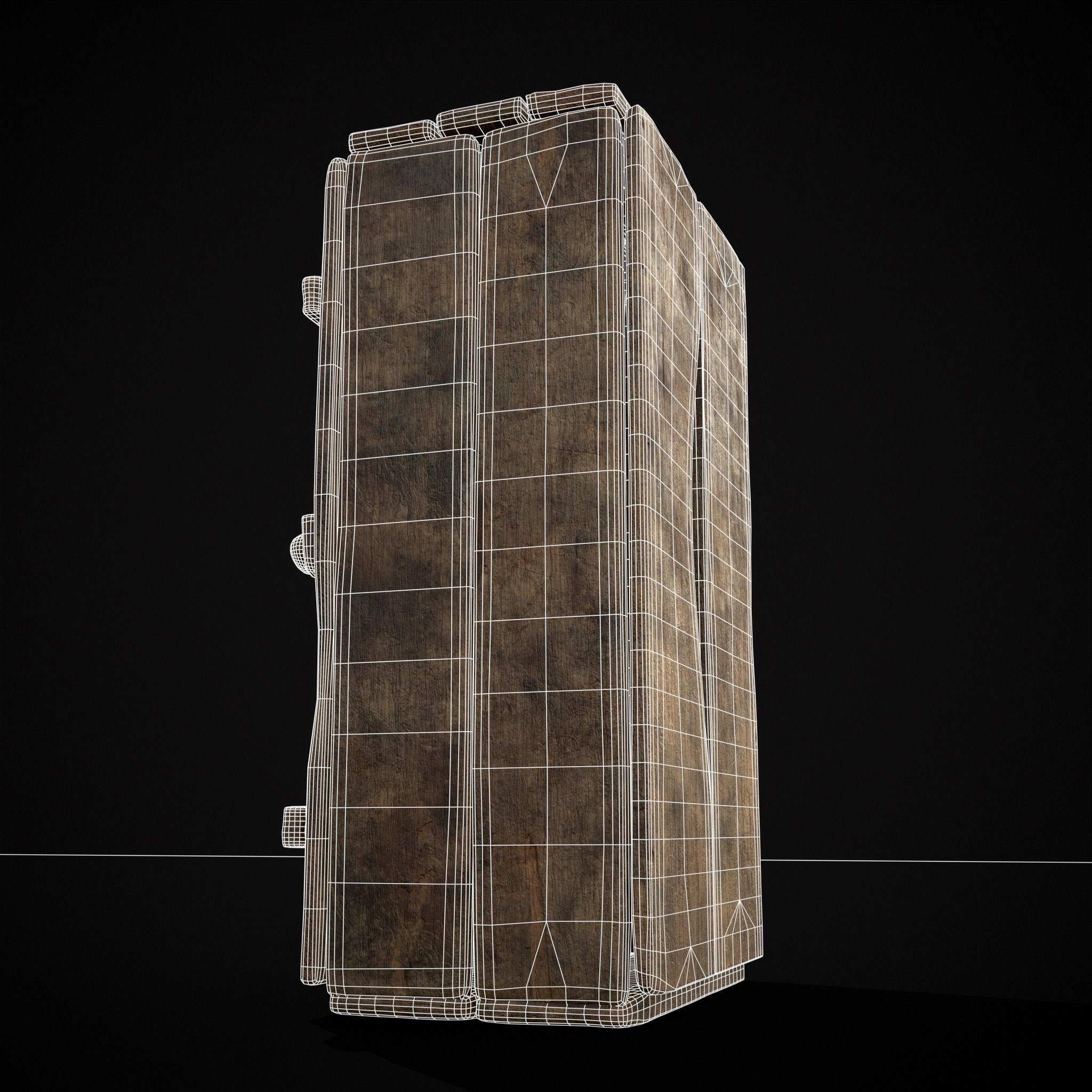 Rustic Medieval Wooden Cupboard  Low-poly 3D model_9