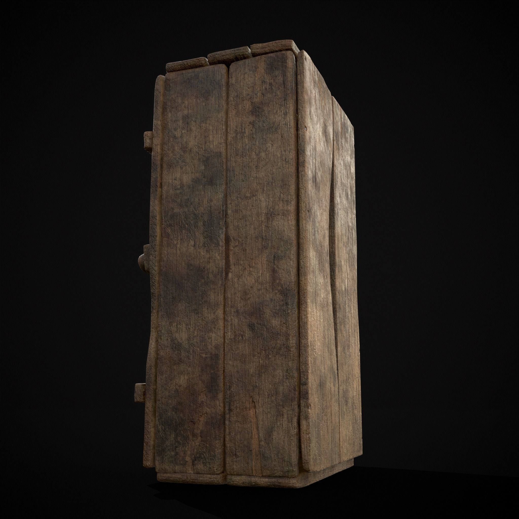 Rustic Medieval Wooden Cupboard  Low-poly 3D model_8