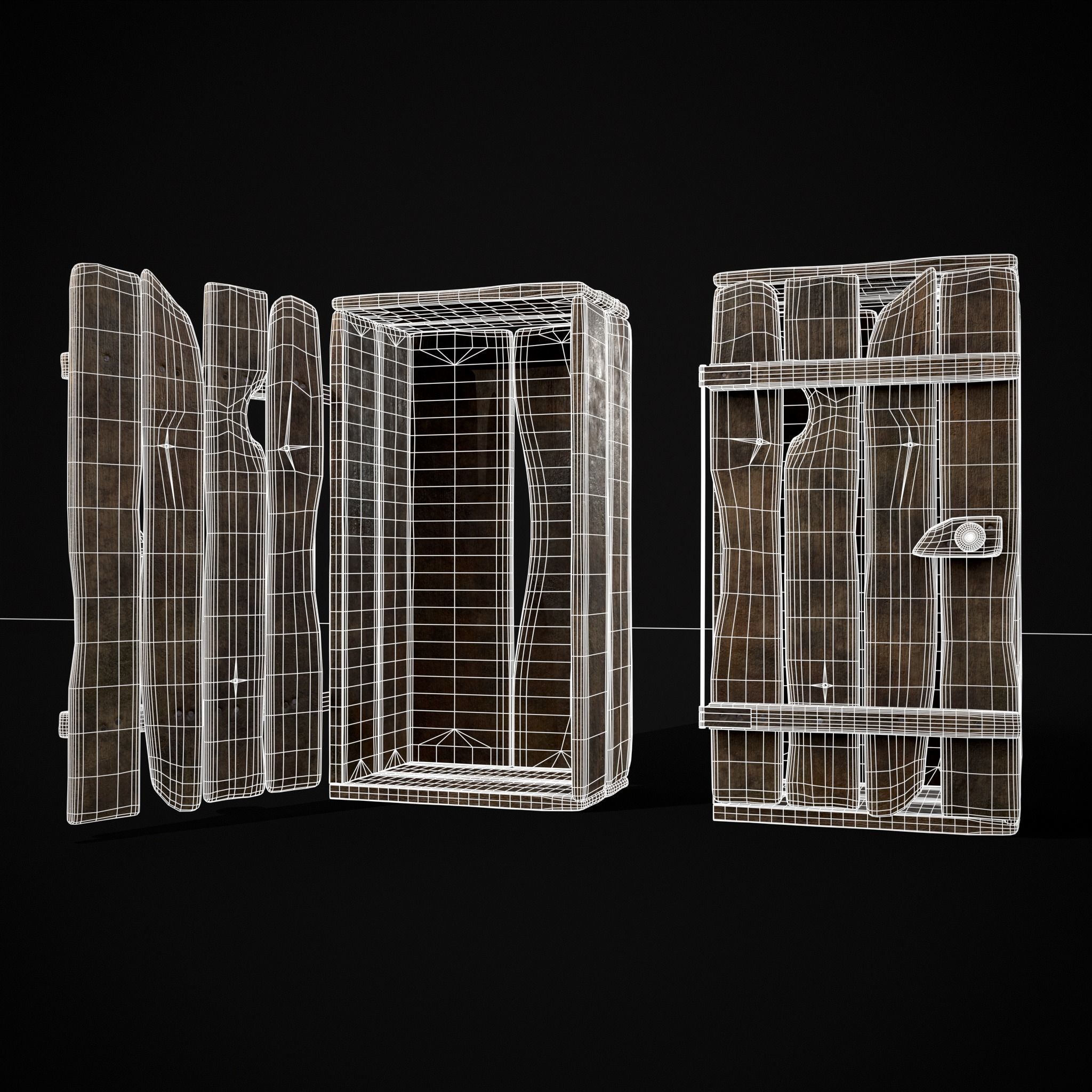 Rustic Medieval Wooden Cupboard  Low-poly 3D model_26