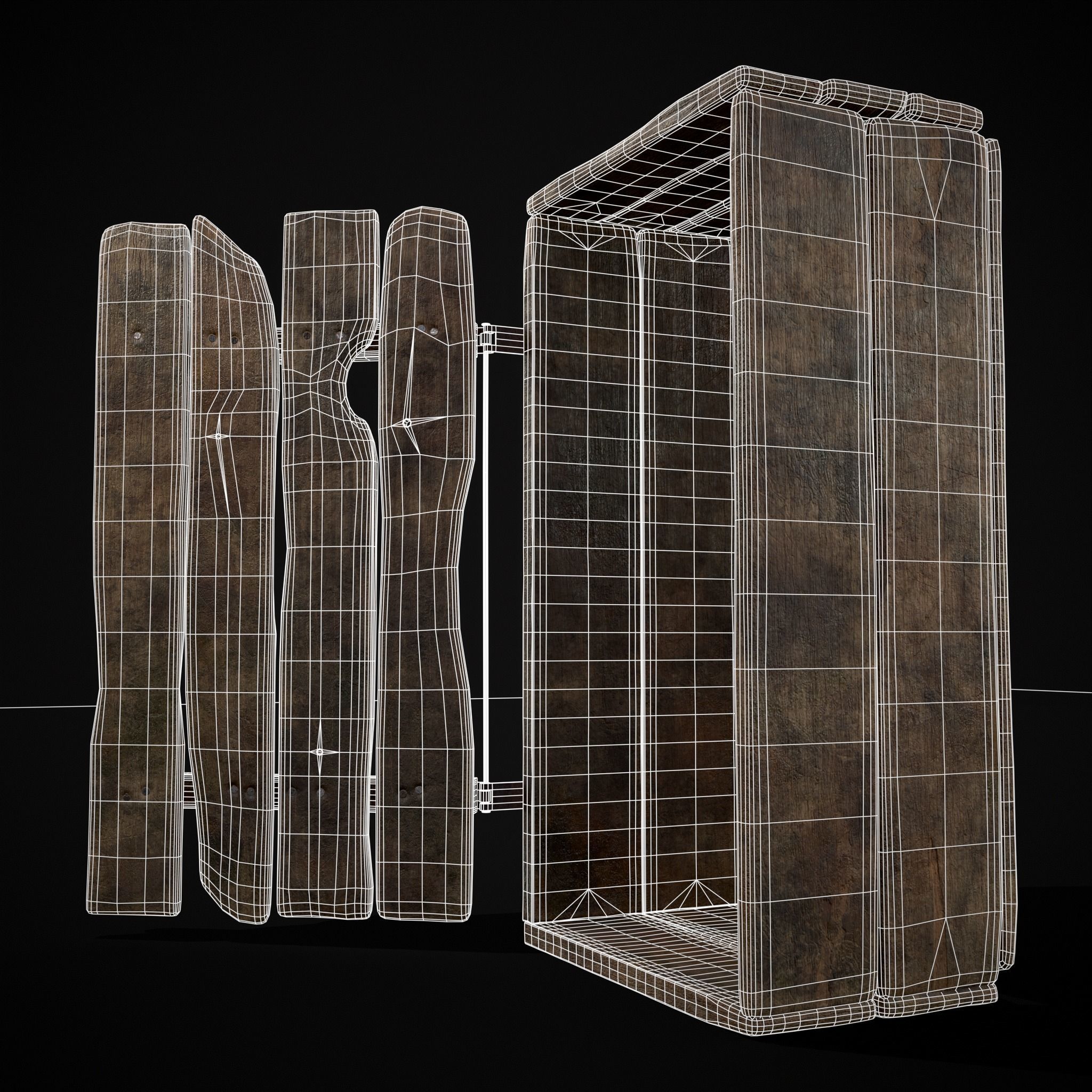 Rustic Medieval Wooden Cupboard  Low-poly 3D model_19