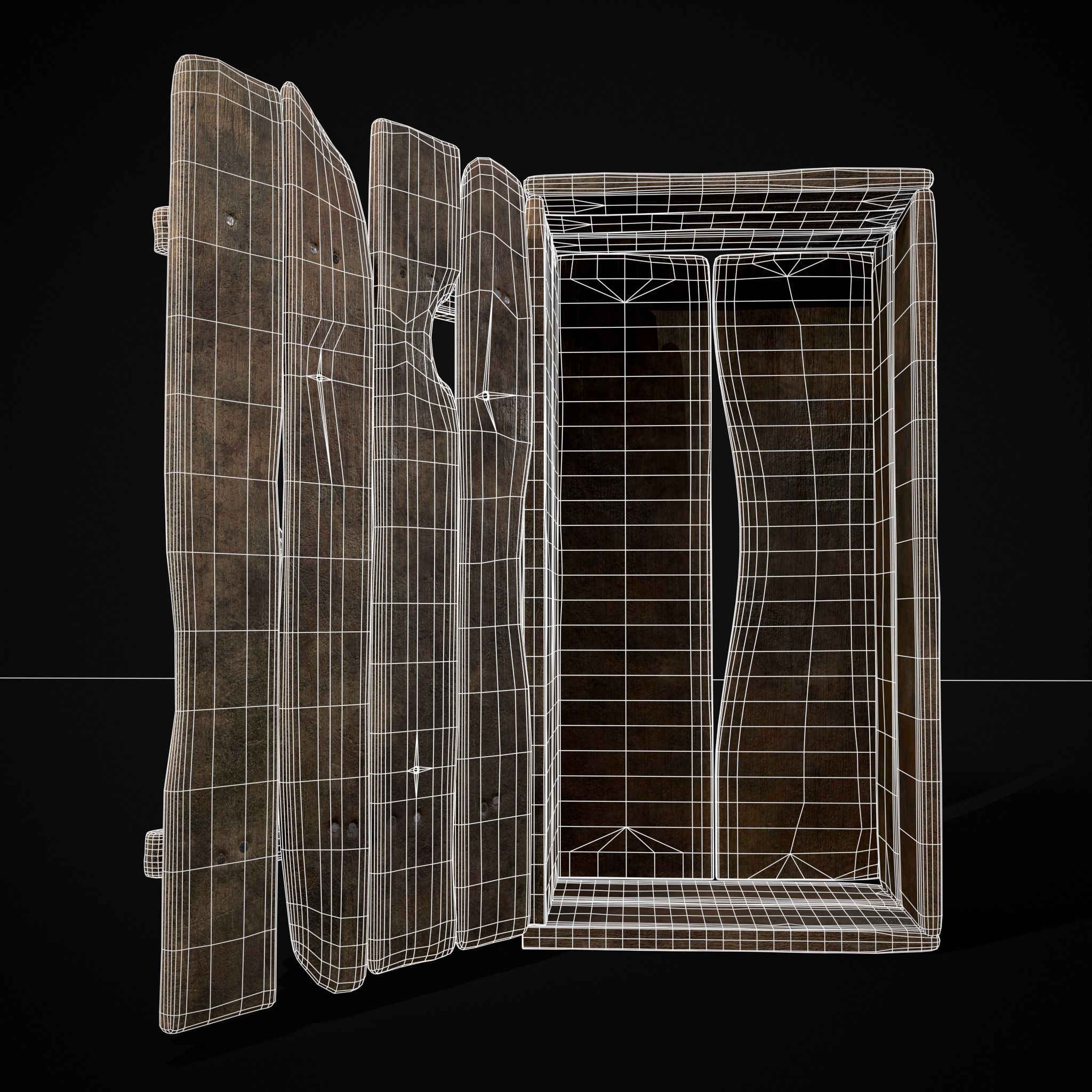 Rustic Medieval Wooden Cupboard  Low-poly 3D model_3