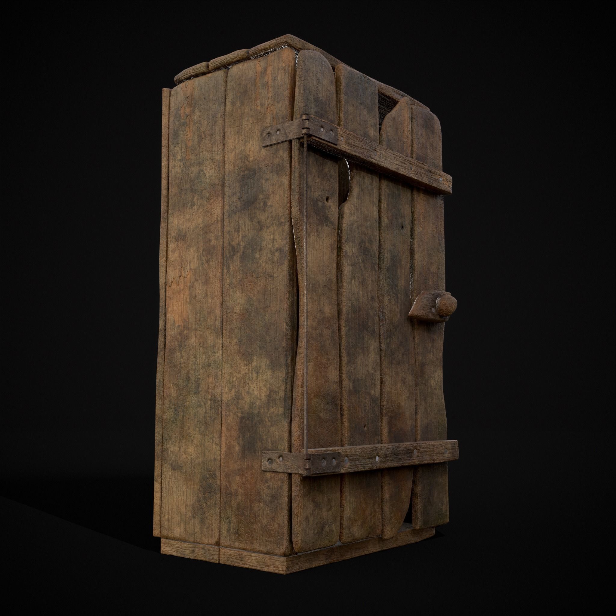 Rustic Medieval Wooden Cupboard  Low-poly 3D model_4