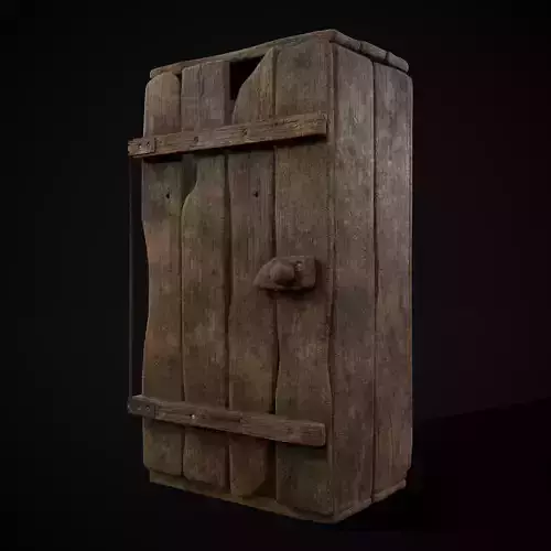 Rustic Medieval Wooden Cupboard  Low-poly 3D model