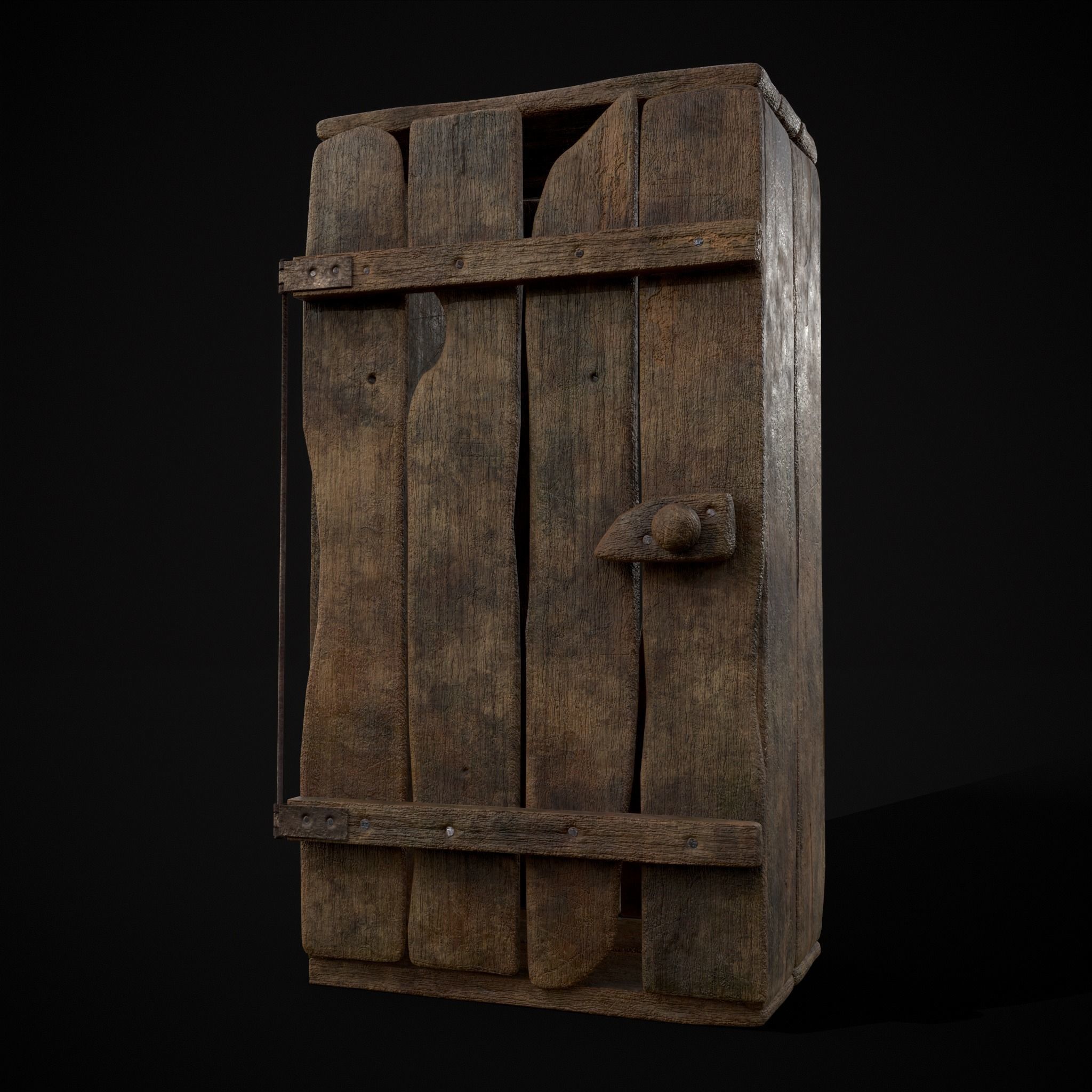 Rustic Medieval Wooden Cupboard  Low-poly 3D model_23
