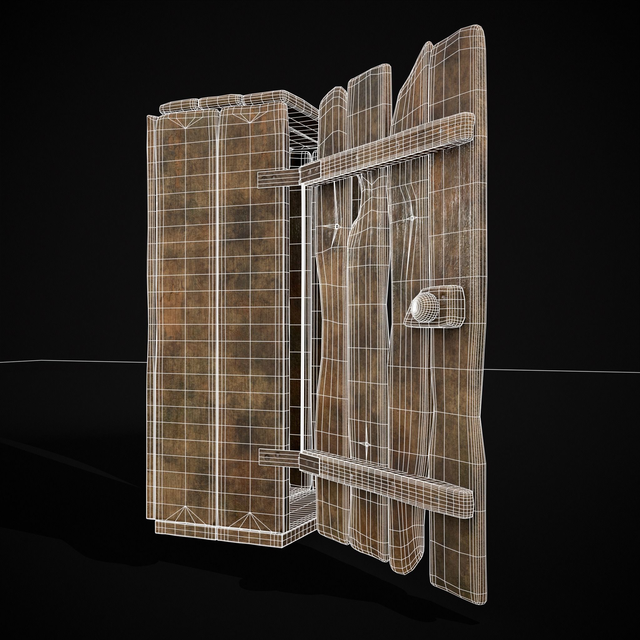Rustic Medieval Wooden Cupboard  Low-poly 3D model_15