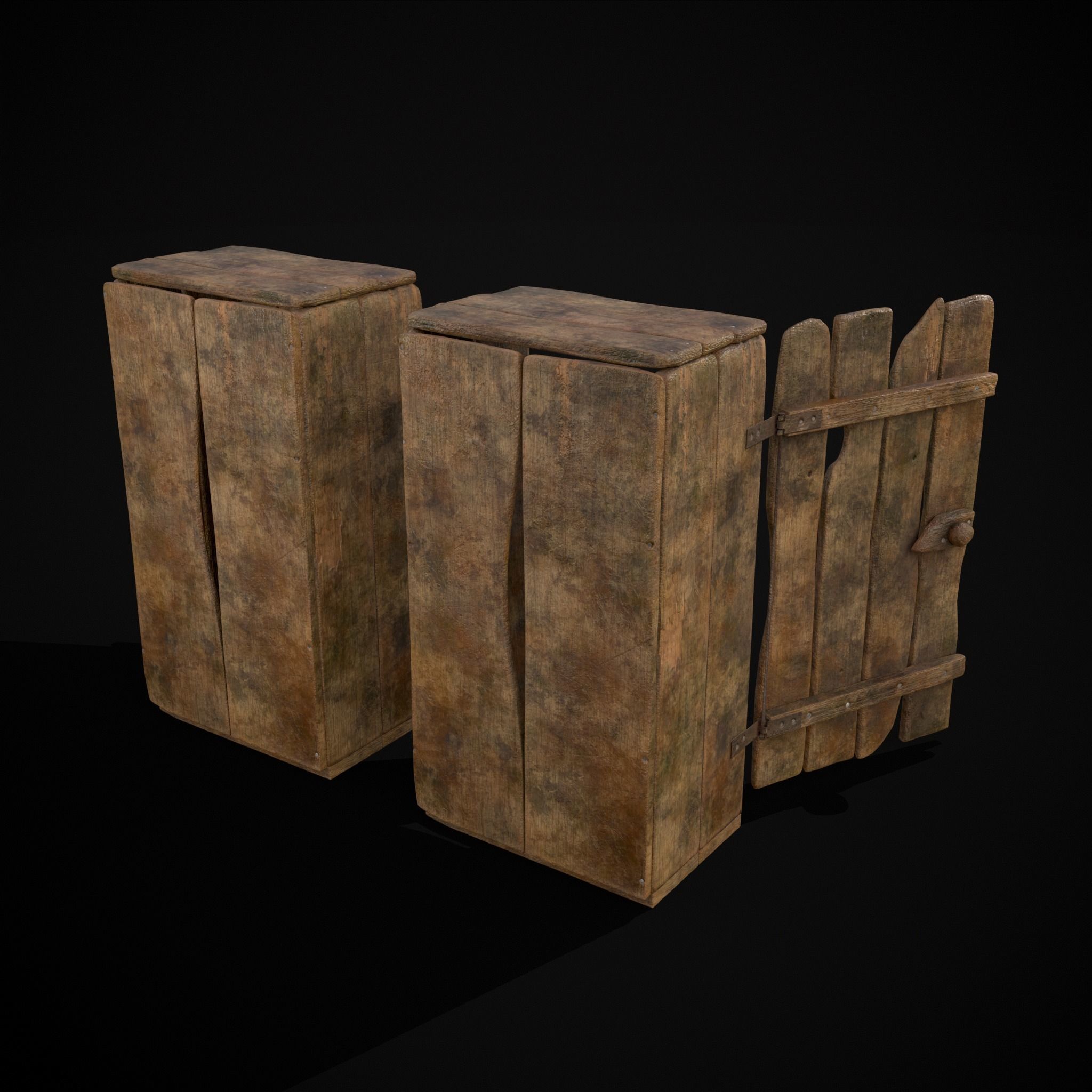 Rustic Medieval Wooden Cupboard  Low-poly 3D model_27