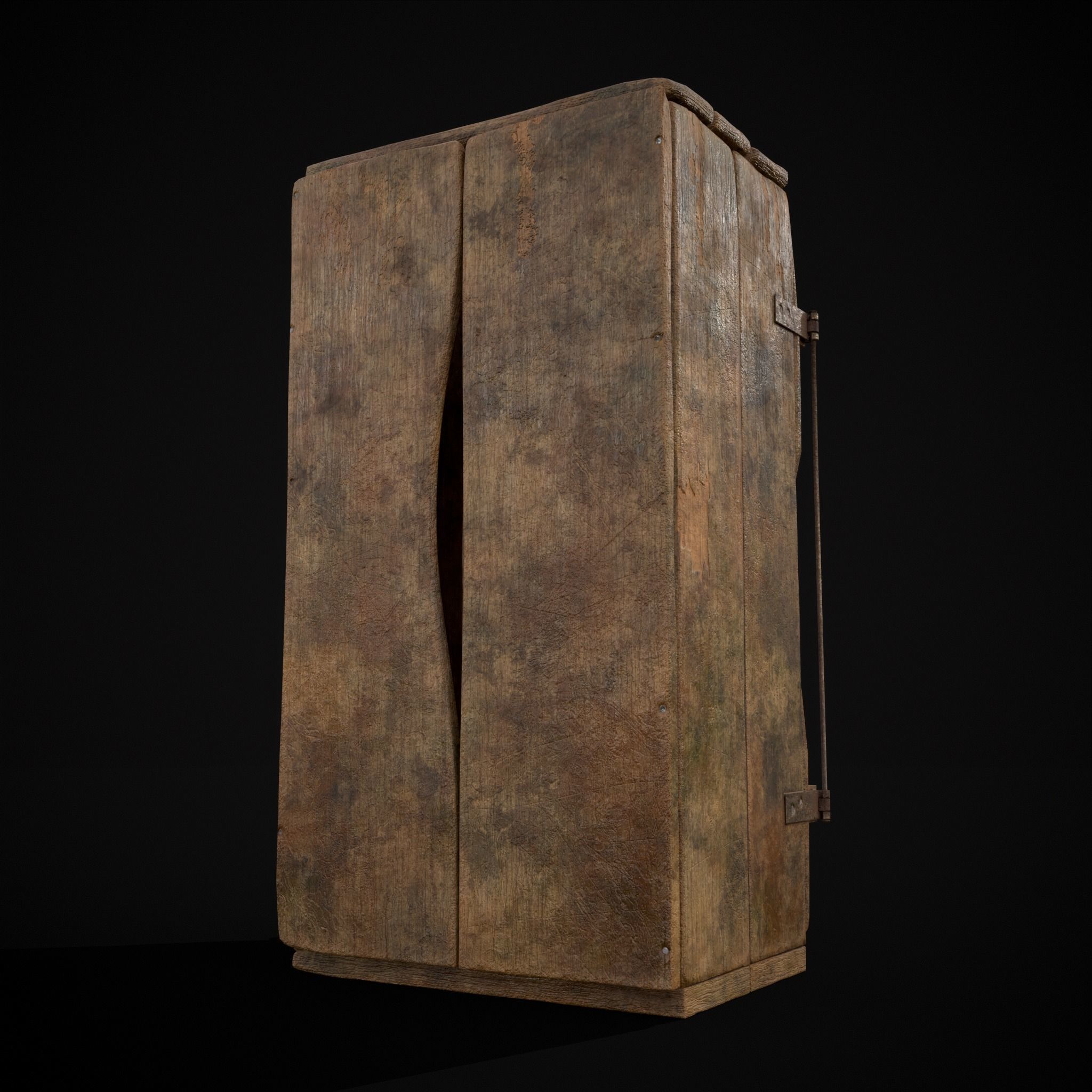 Rustic Medieval Wooden Cupboard  Low-poly 3D model_6