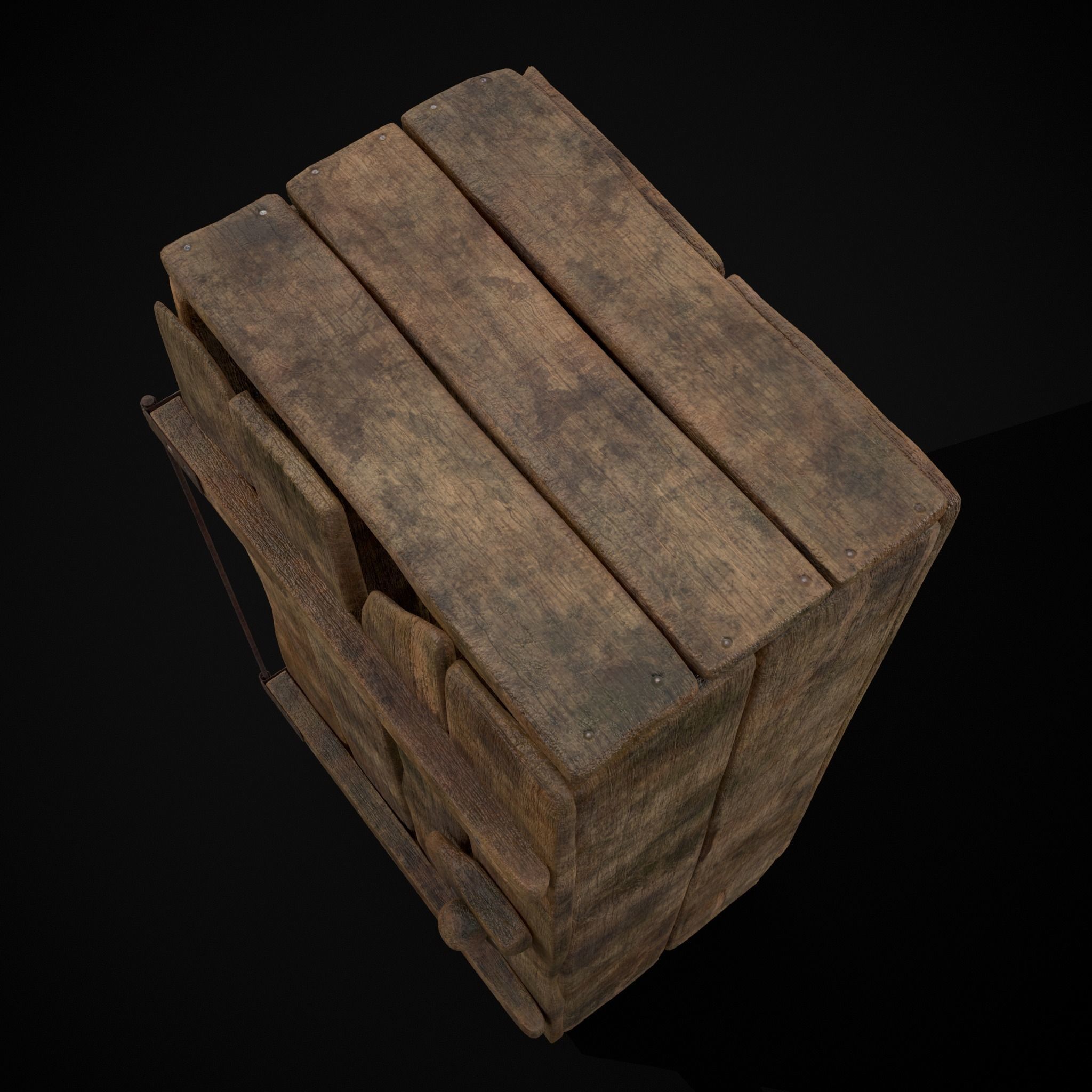 Rustic Medieval Wooden Cupboard  Low-poly 3D model_21