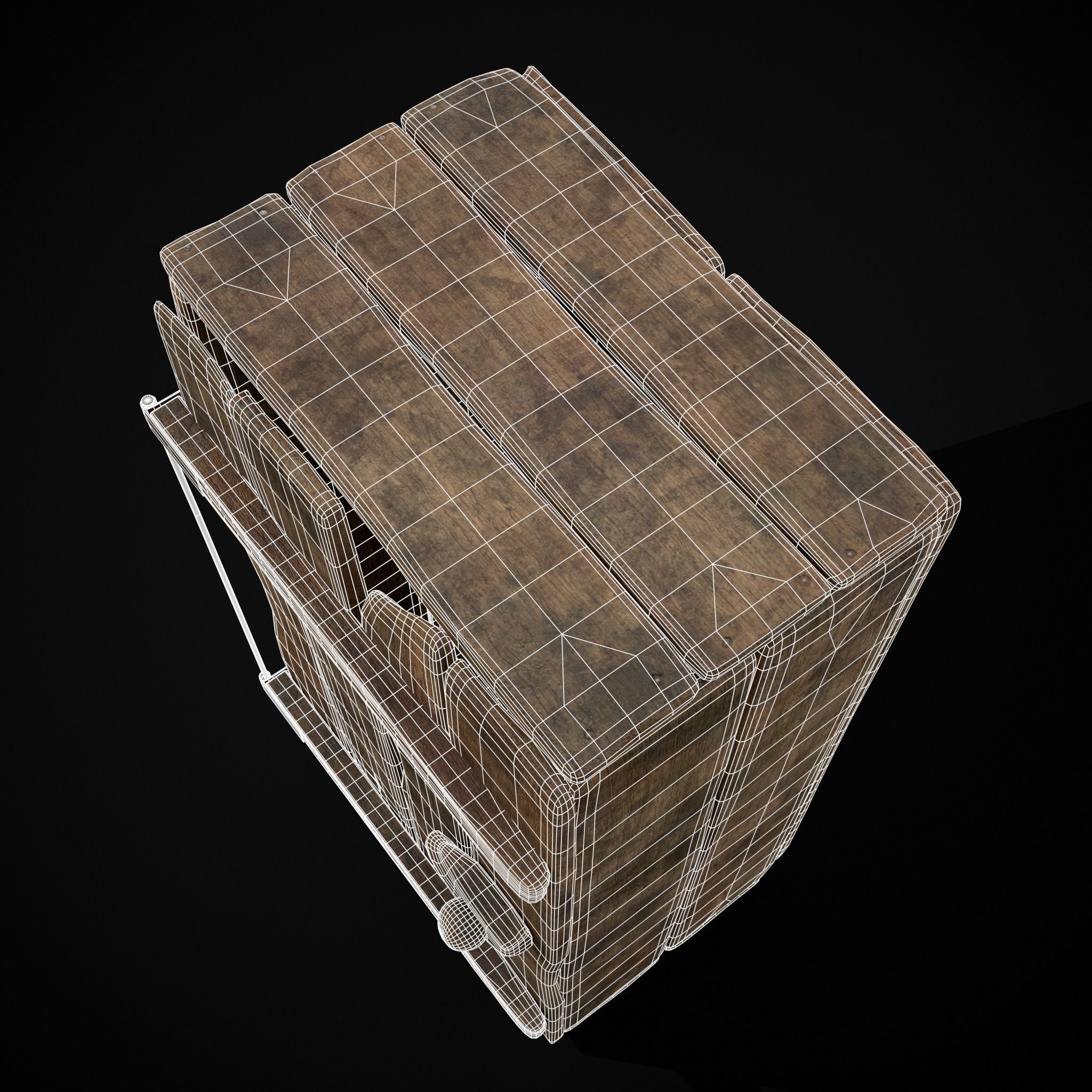 Rustic Medieval Wooden Cupboard  Low-poly 3D model_22