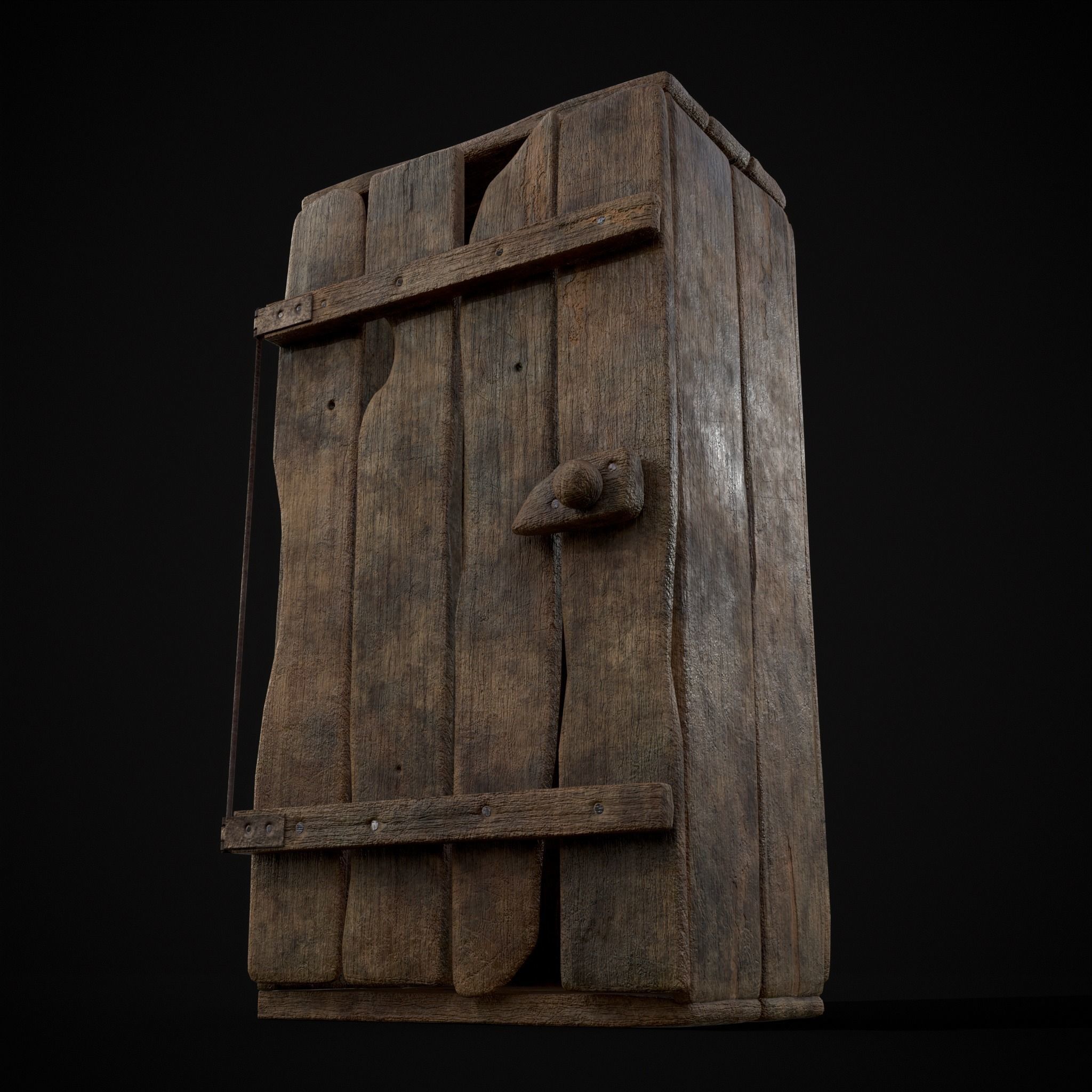 Rustic Medieval Wooden Cupboard  Low-poly 3D model_10