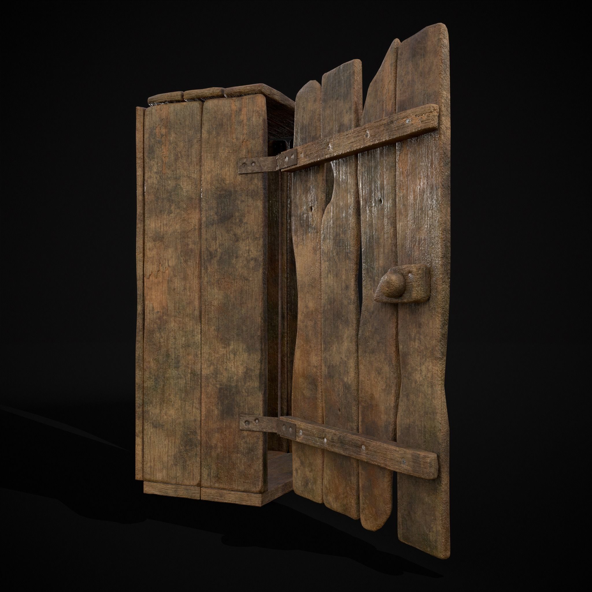 Rustic Medieval Wooden Cupboard  Low-poly 3D model_14