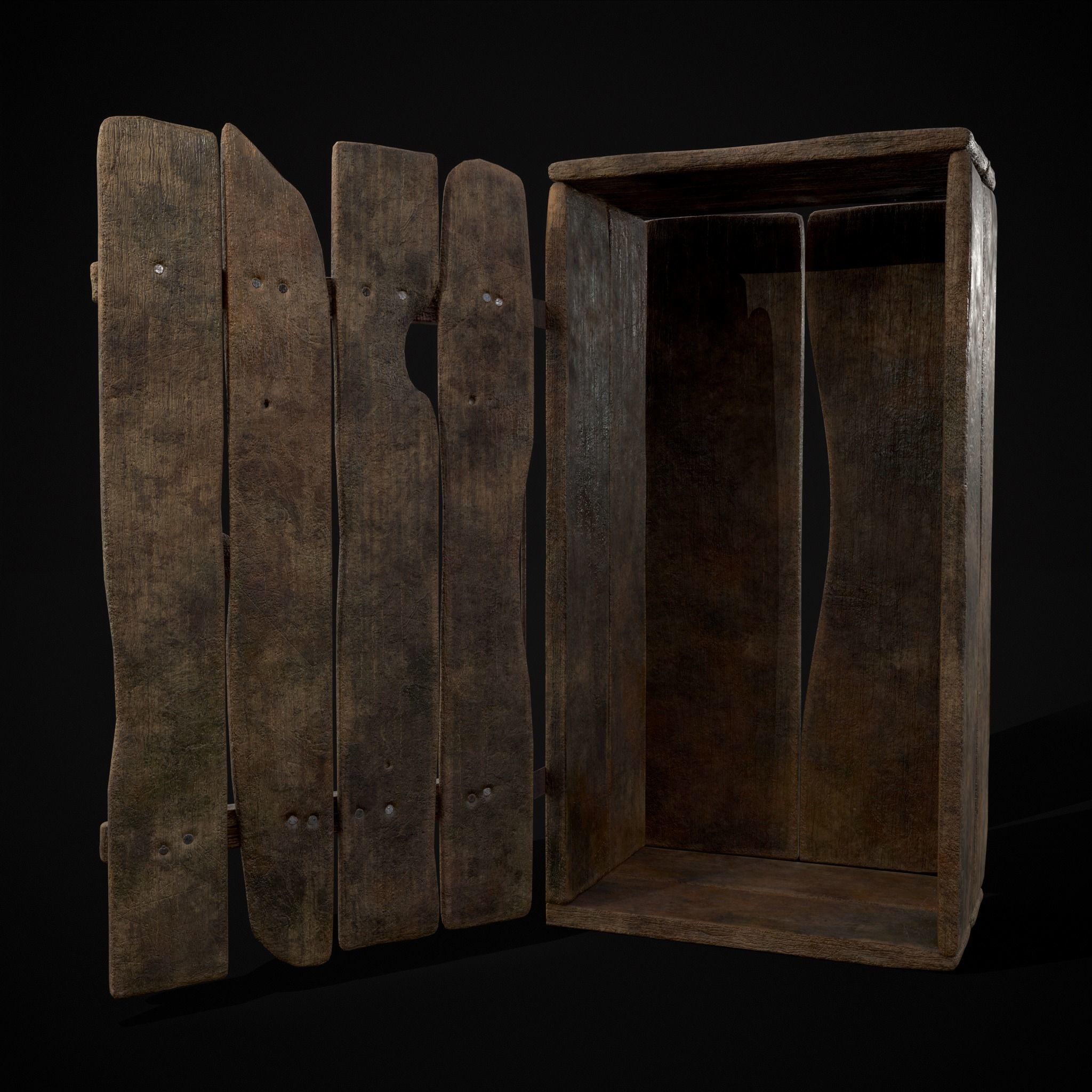 Rustic Medieval Wooden Cupboard  Low-poly 3D model_12