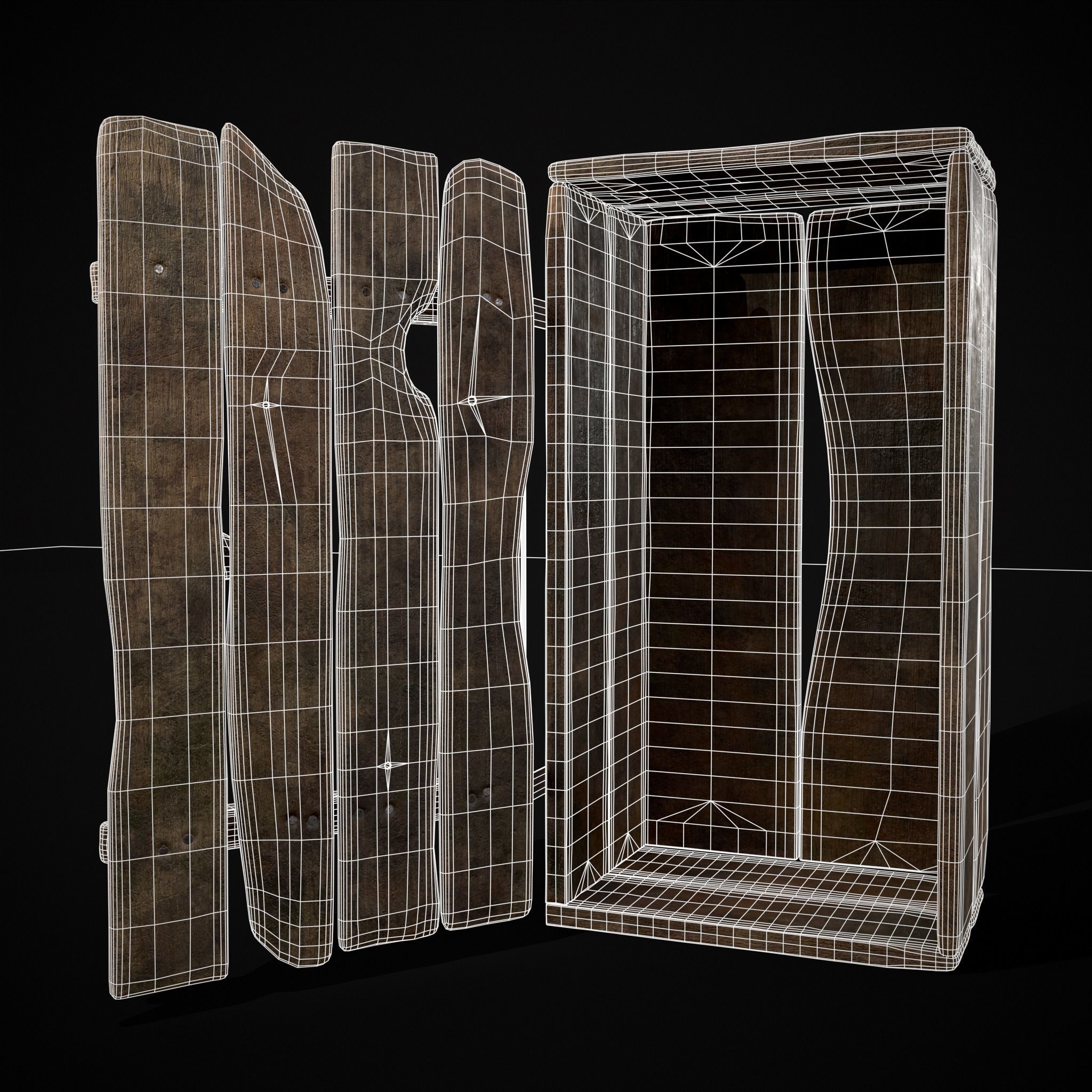 Rustic Medieval Wooden Cupboard  Low-poly 3D model_13