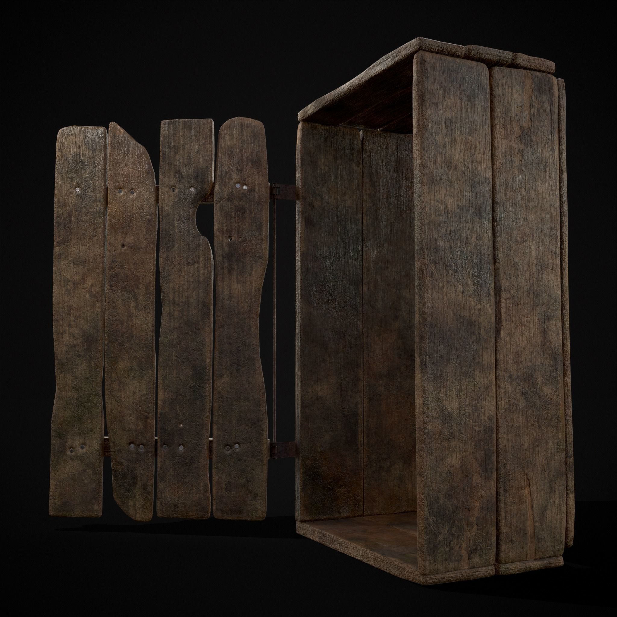 Rustic Medieval Wooden Cupboard  Low-poly 3D model_18