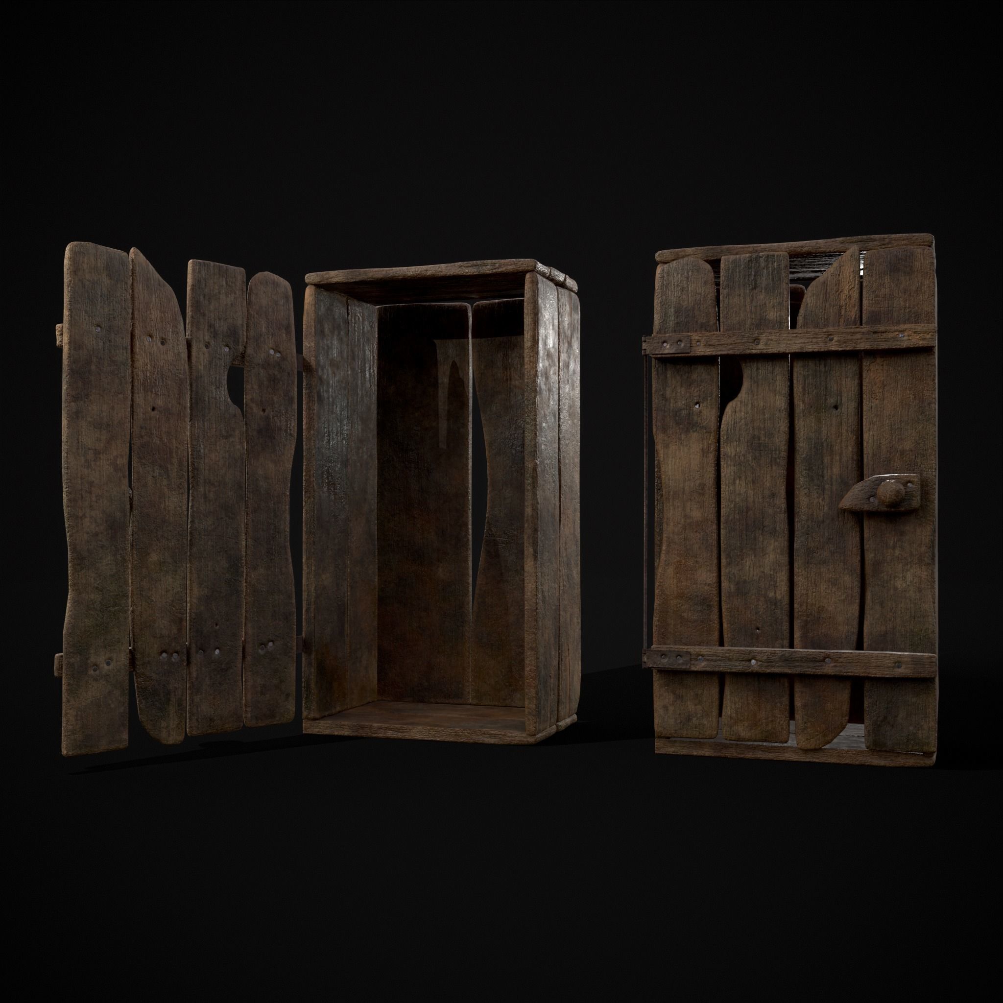 Rustic Medieval Wooden Cupboard  Low-poly 3D model_25