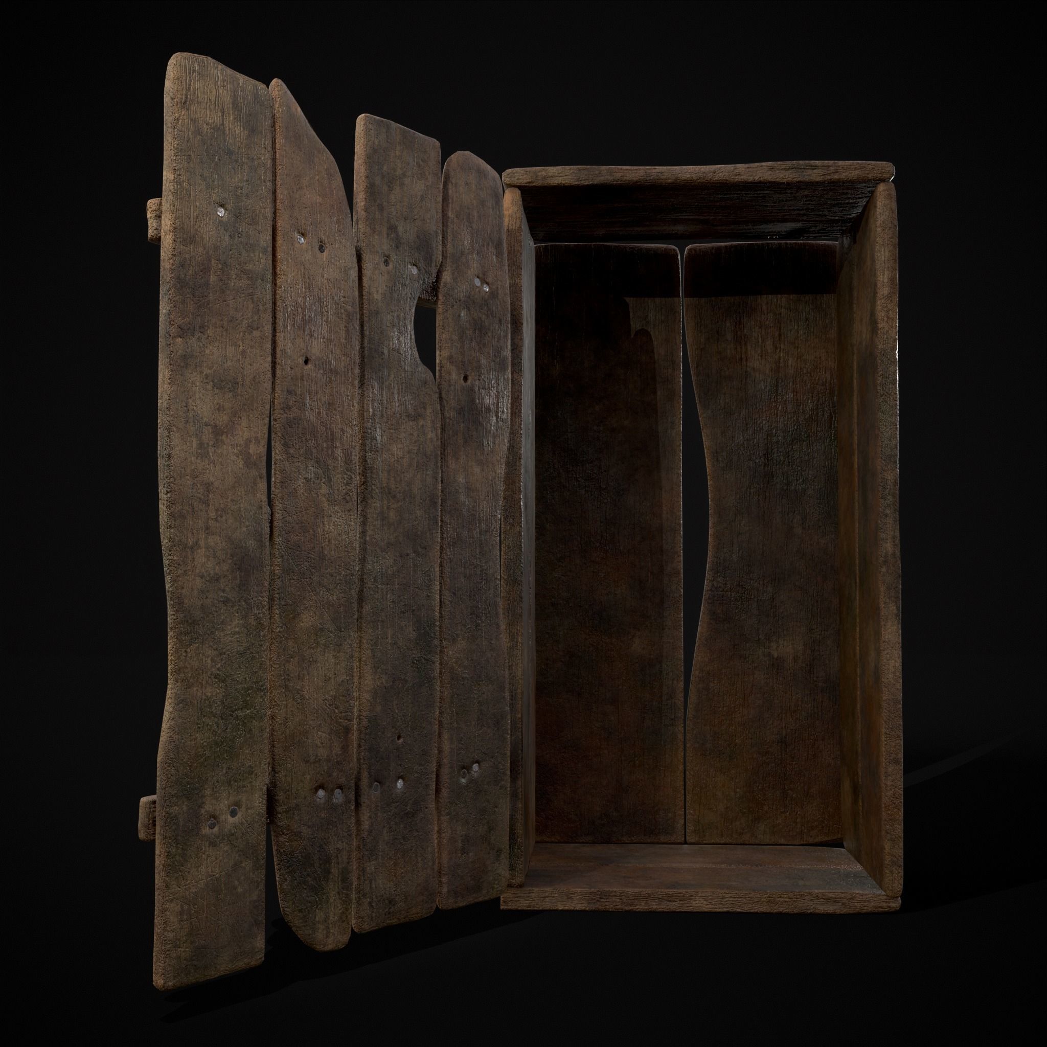 Rustic Medieval Wooden Cupboard  Low-poly 3D model_20
