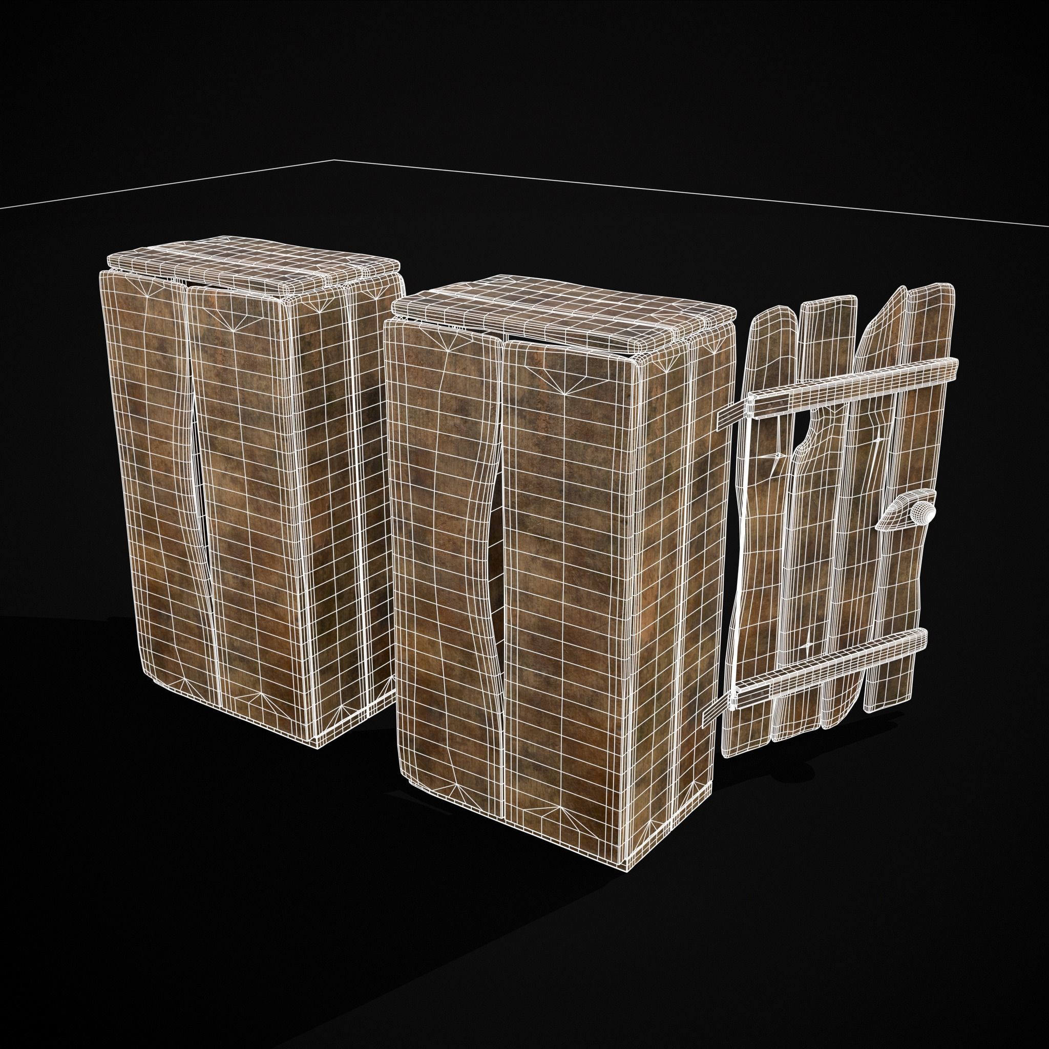 Rustic Medieval Wooden Cupboard  Low-poly 3D model_28