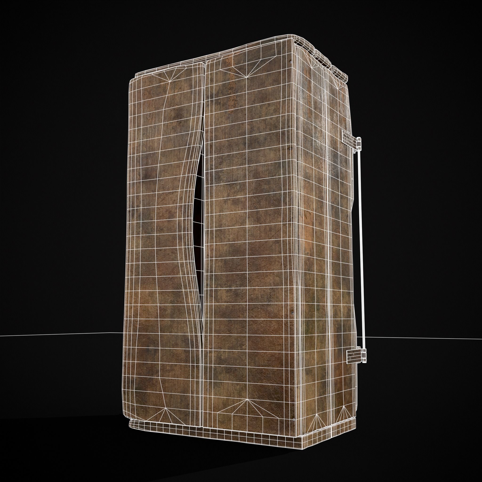 Rustic Medieval Wooden Cupboard  Low-poly 3D model_7