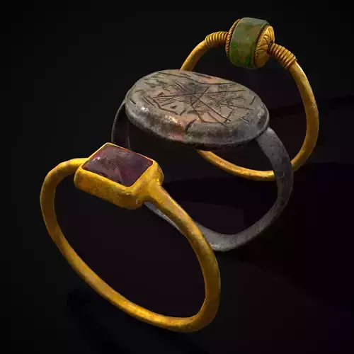 Rustic Ring Trio Low-poly 3D model