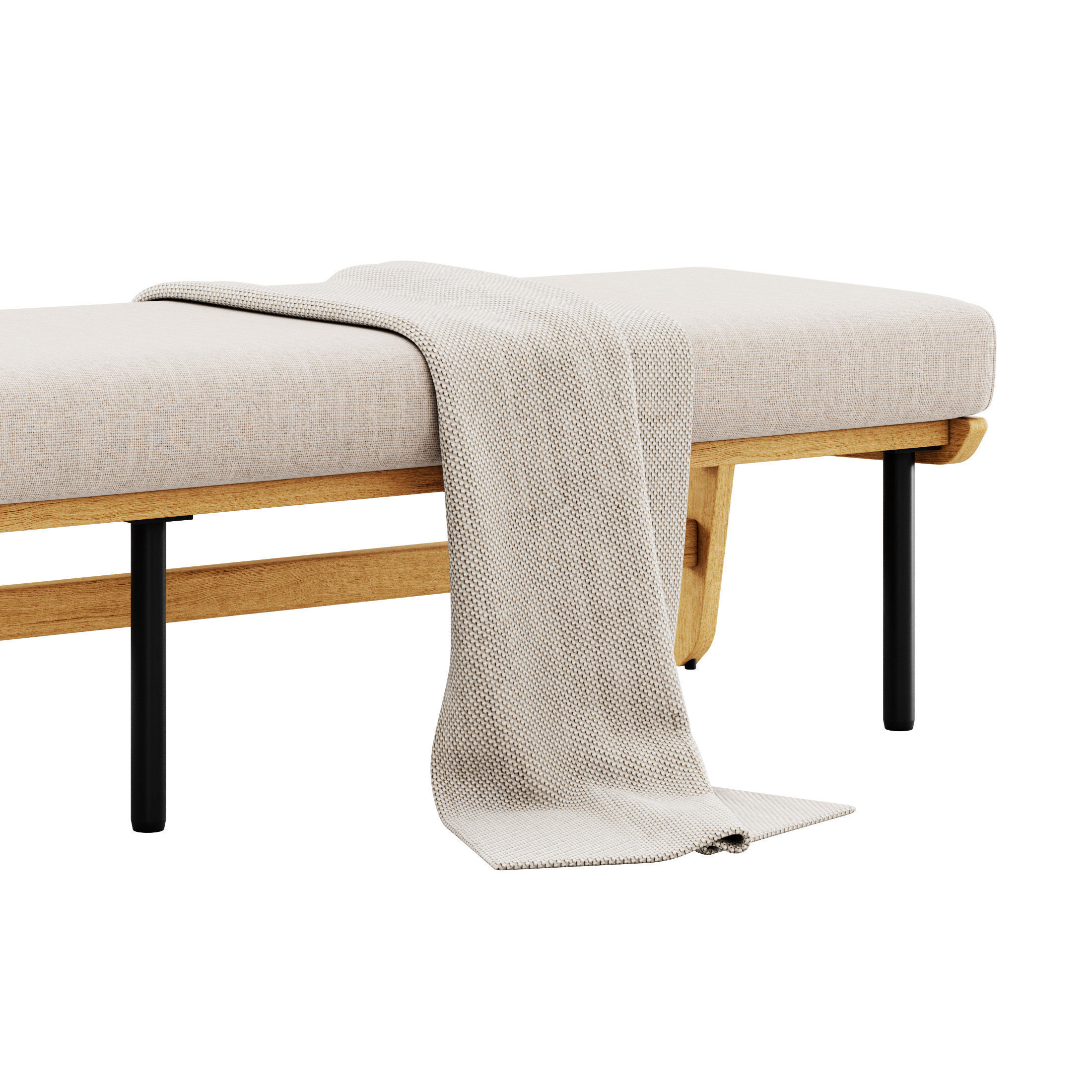 Kinney Teak Bench by Crate and Barrel 3D model_2