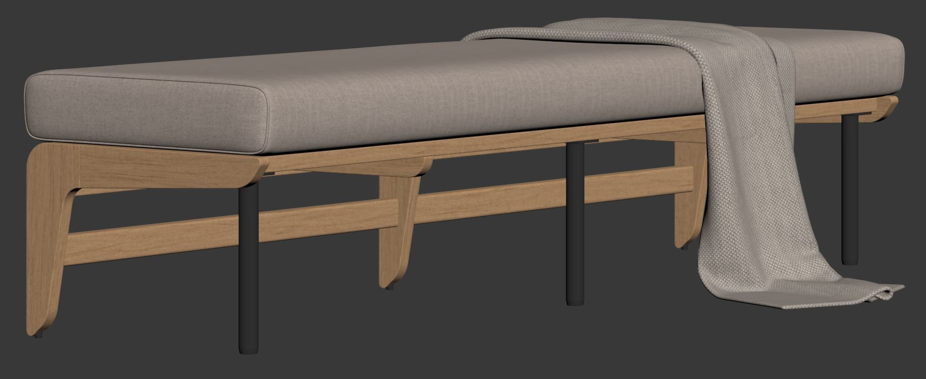 Kinney Teak Bench by Crate and Barrel 3D model_14