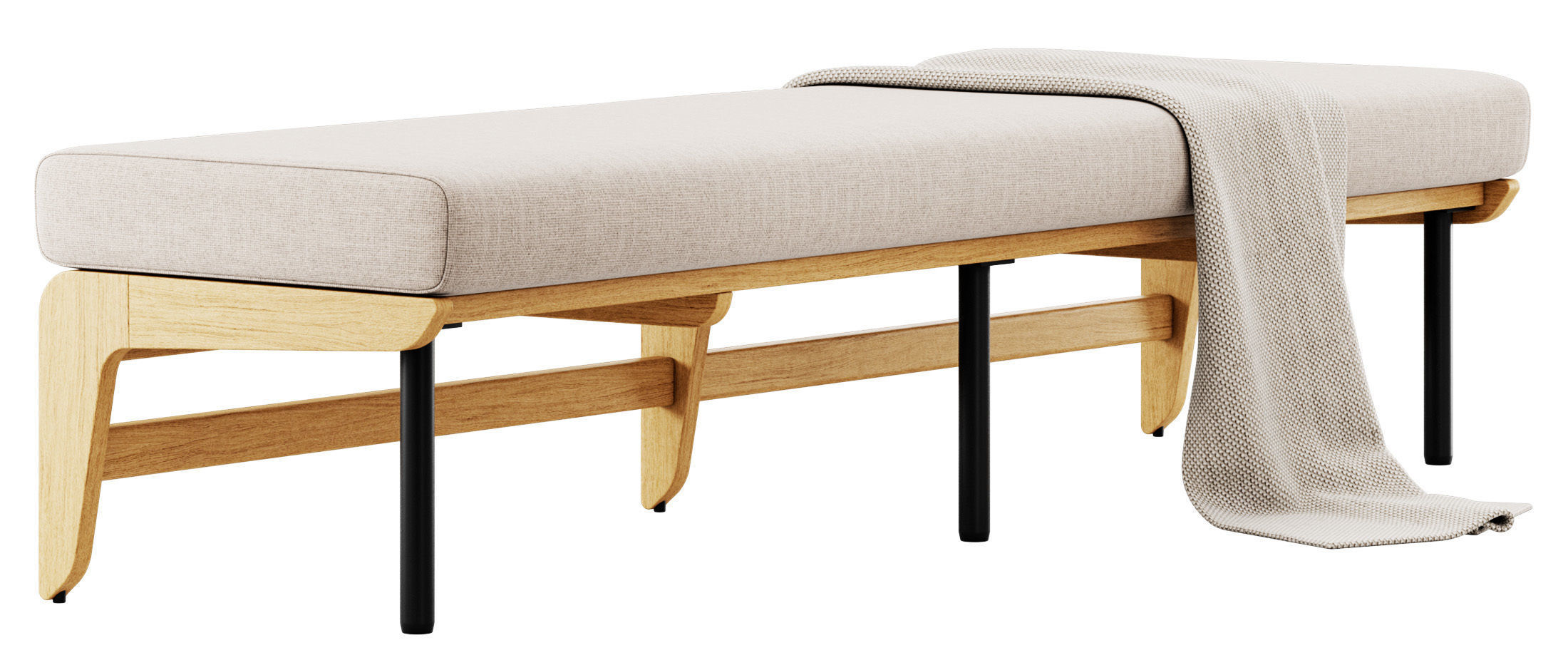 Kinney Teak Bench by Crate and Barrel 3D model_4