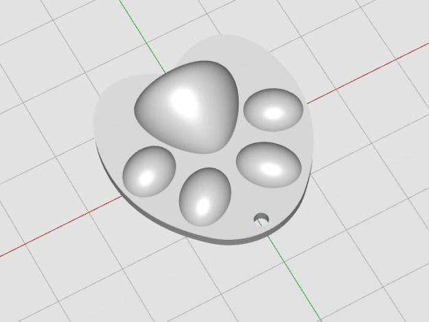 cat paw-shaped pendant 3D print model_2