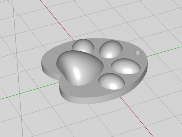 cat paw-shaped pendant 3D print model_1