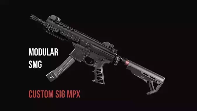 Modular custom SMG Sig Sauer MPX Low-poly 3D model
