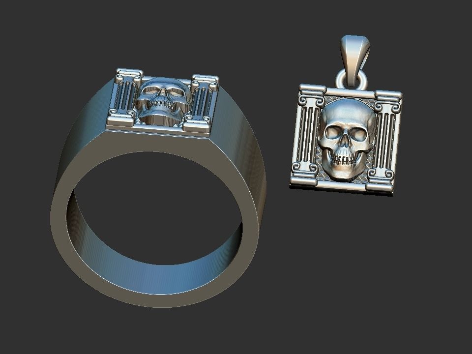 Masonic Skull Ring and Pendant 3D print model_11